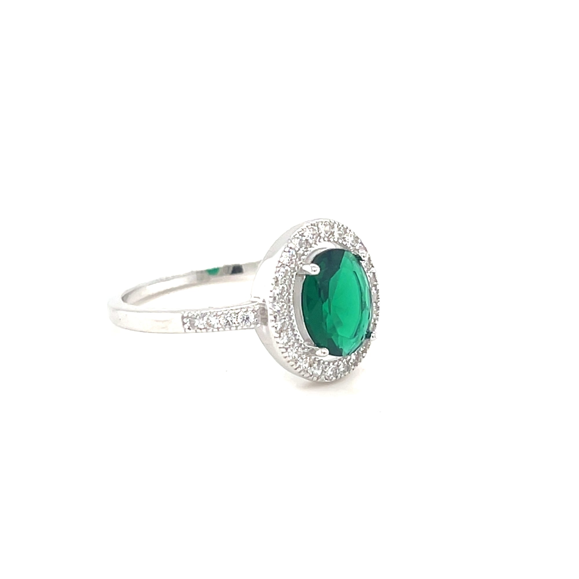 Sterling Silver Emerald Stoneset Ring