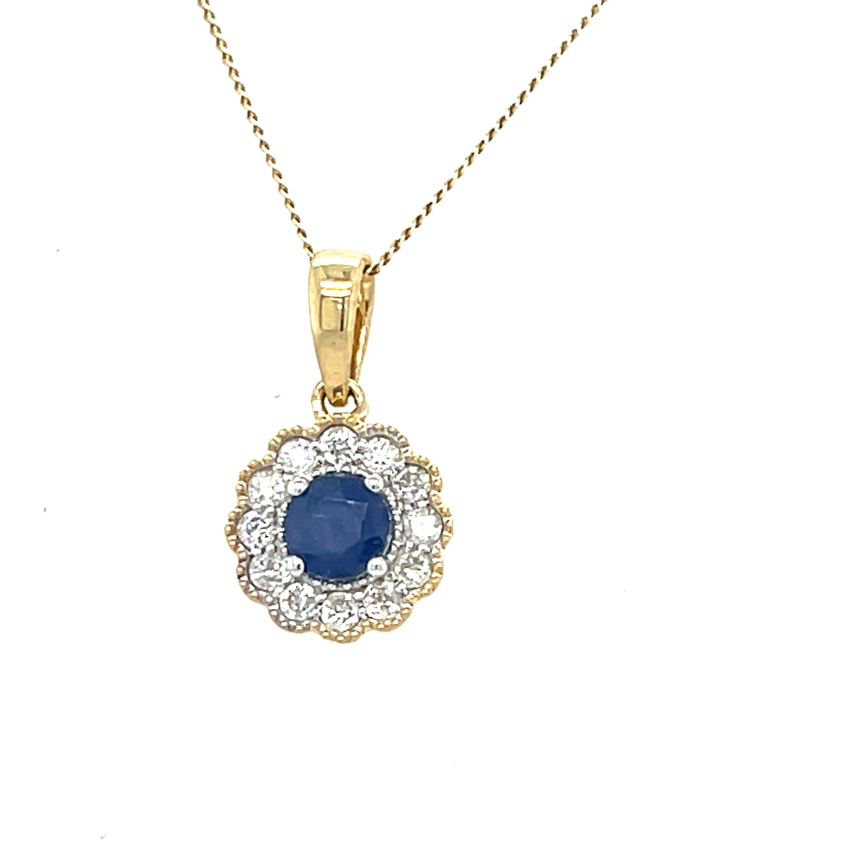 9kt Gold Diamond &amp; Saphire Pendant
