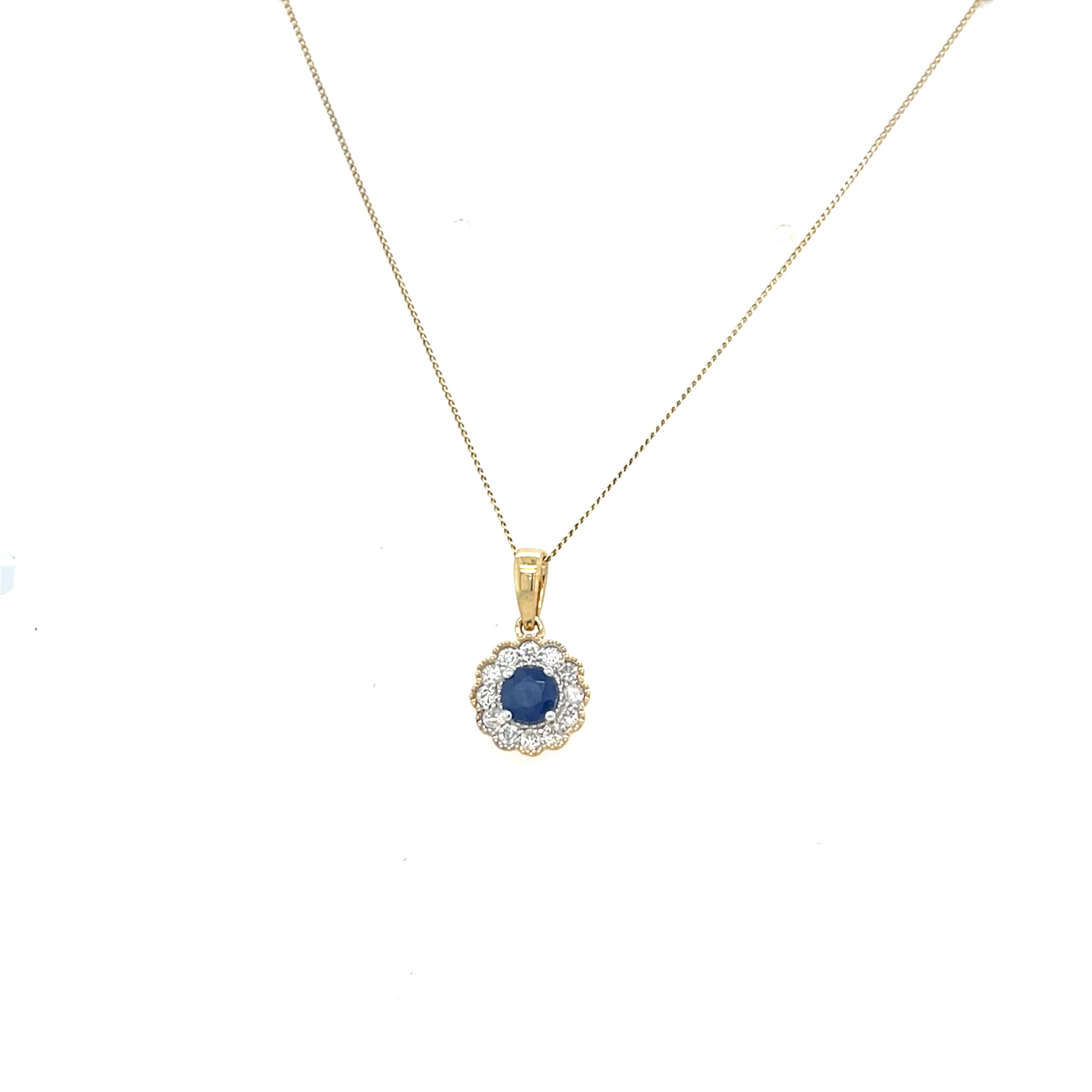 9kt Gold Diamond &amp; Saphire Pendant