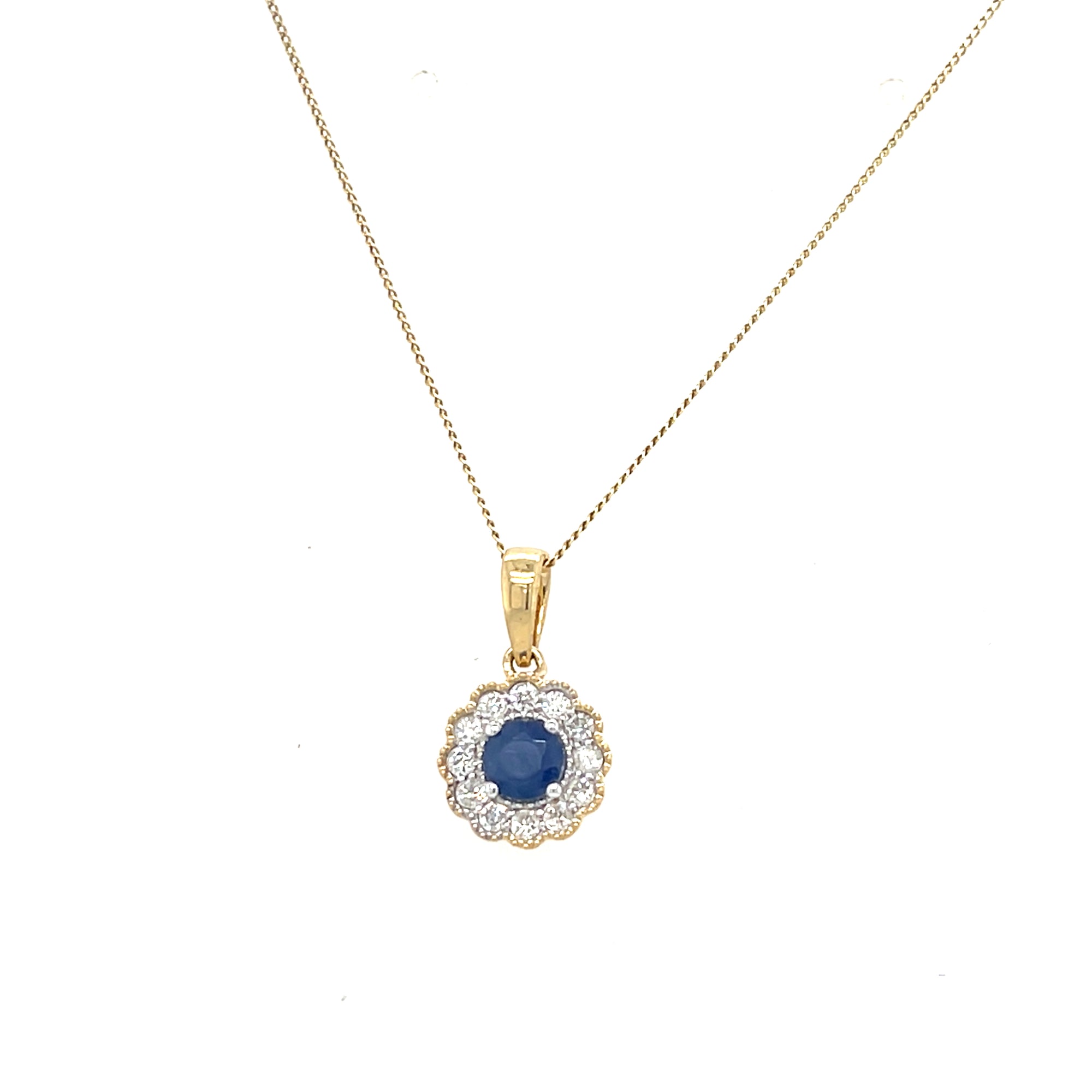 9kt Gold Diamond &amp; Saphire Pendant