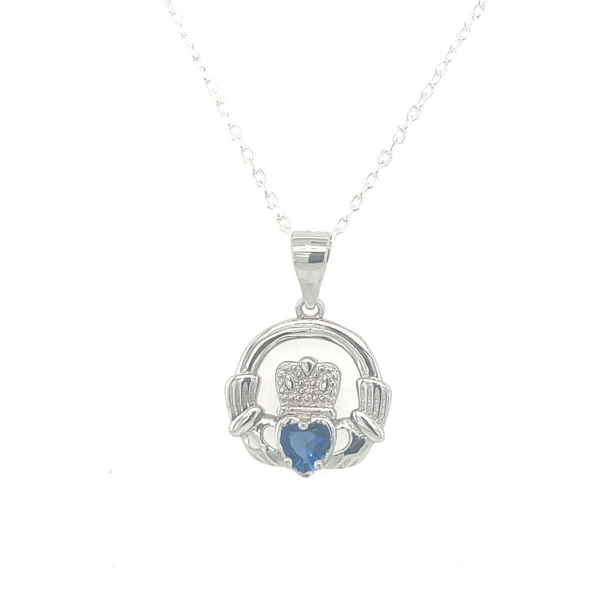 Sterling Silver Claddagh Birthstone Pendant