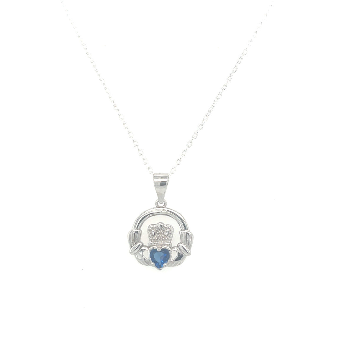 Sterling Silver Claddagh Birthstone Pendant