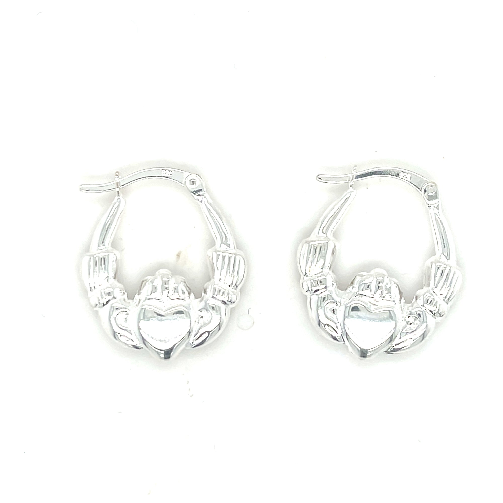 Sterling Silver Claddagh Hoop Earrings