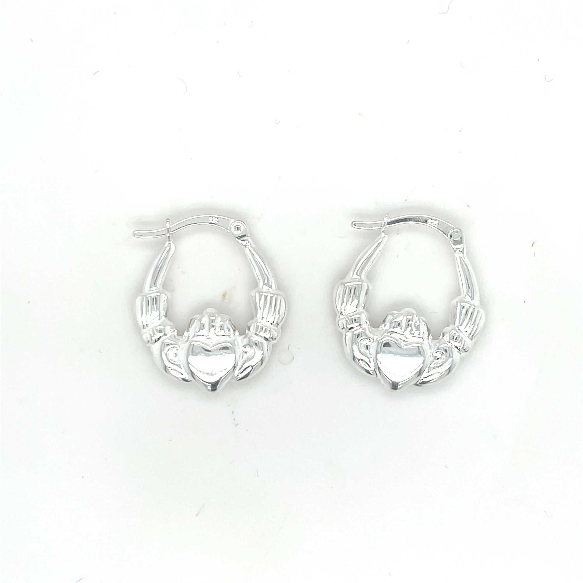Sterling Silver Claddagh Hoop Earrings