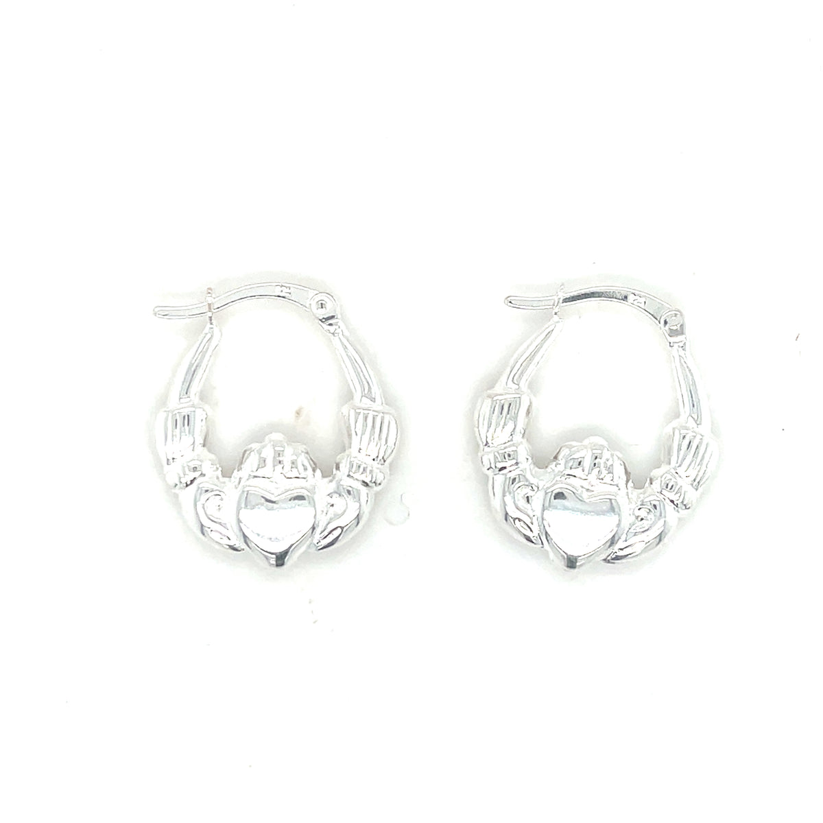 Sterling Silver Claddagh Hoop Earrings