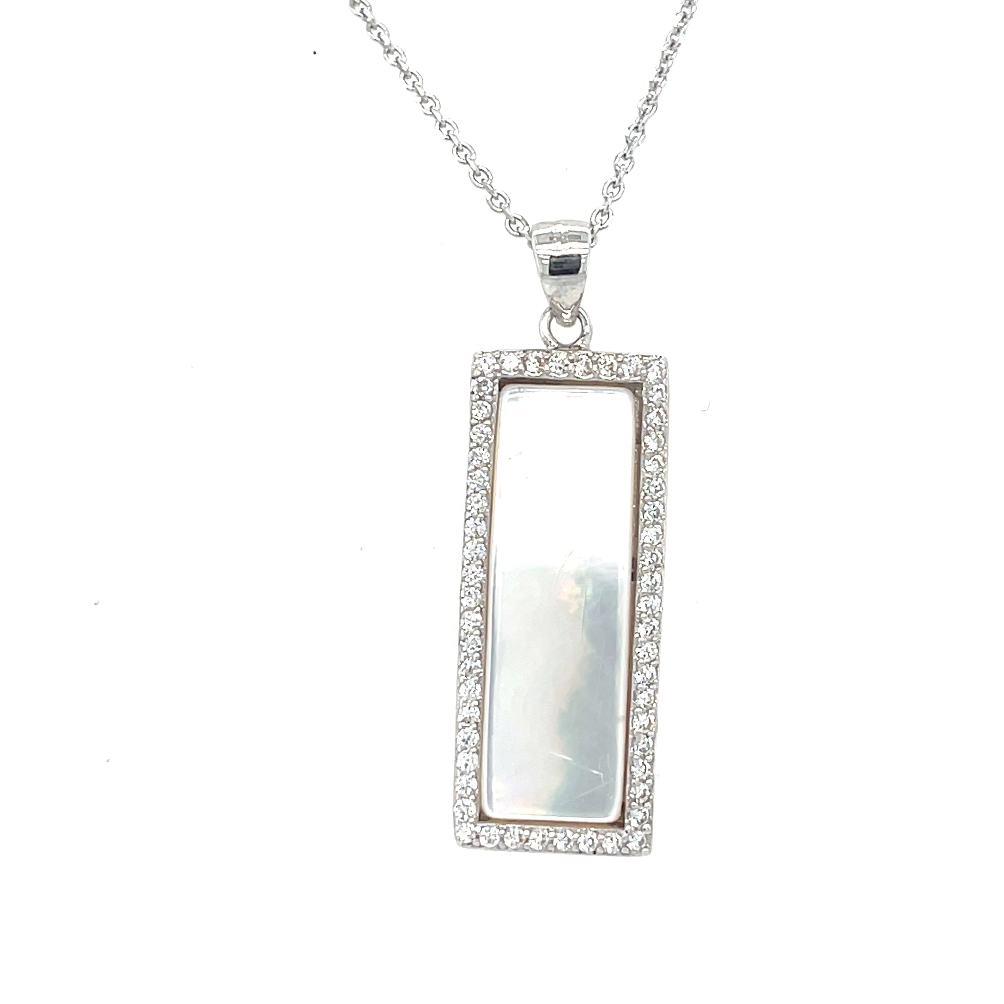 Sterling Silver Oblong Mother of Pearl Pendant