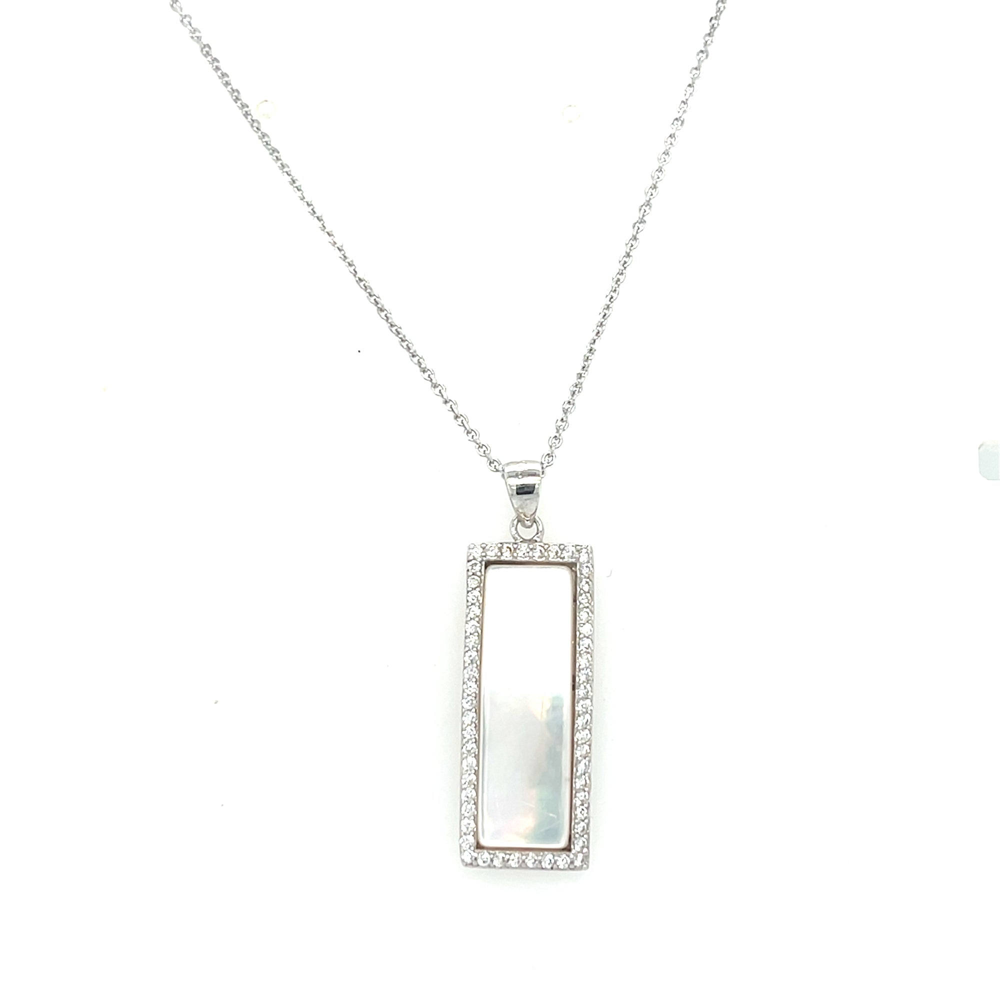 Sterling Silver Oblong Mother of Pearl Pendant
