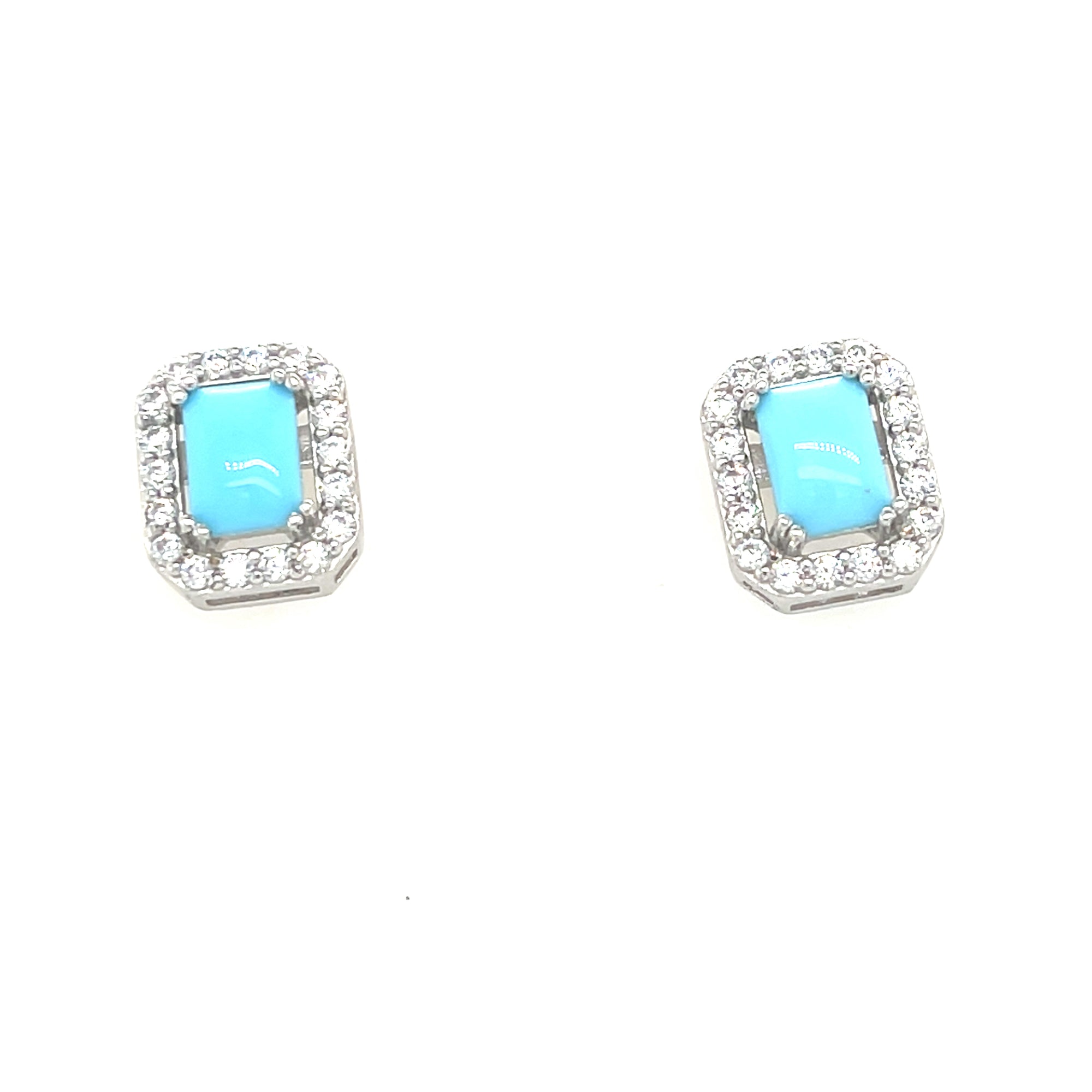 Sterling Silver Square Turquoise Earrings