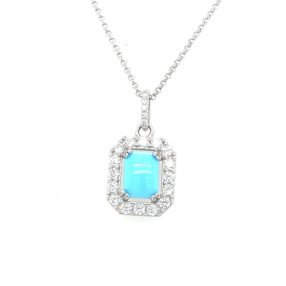 Sterling Silver Square Turquoise Pendant