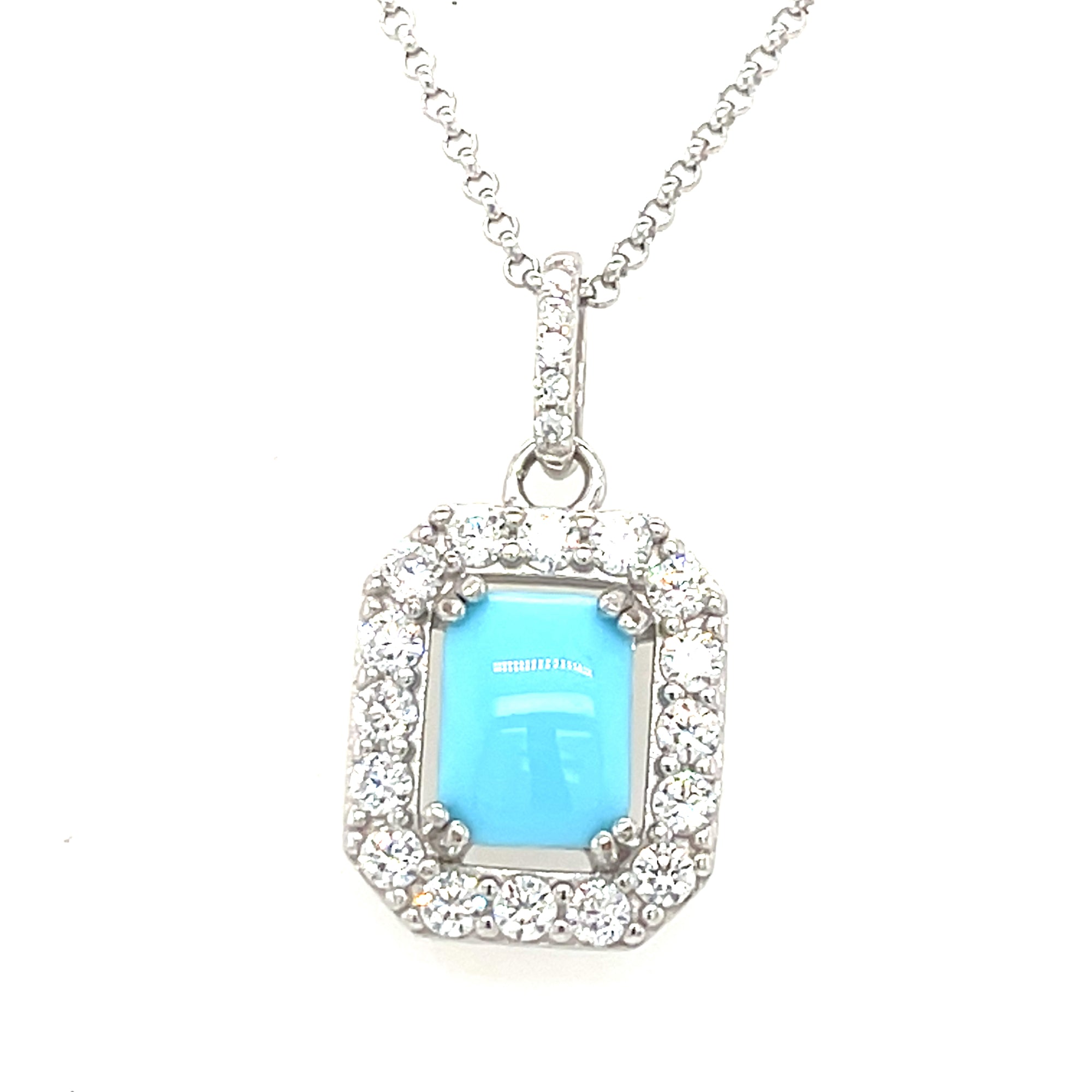 Sterling Silver Square Turquoise Pendant