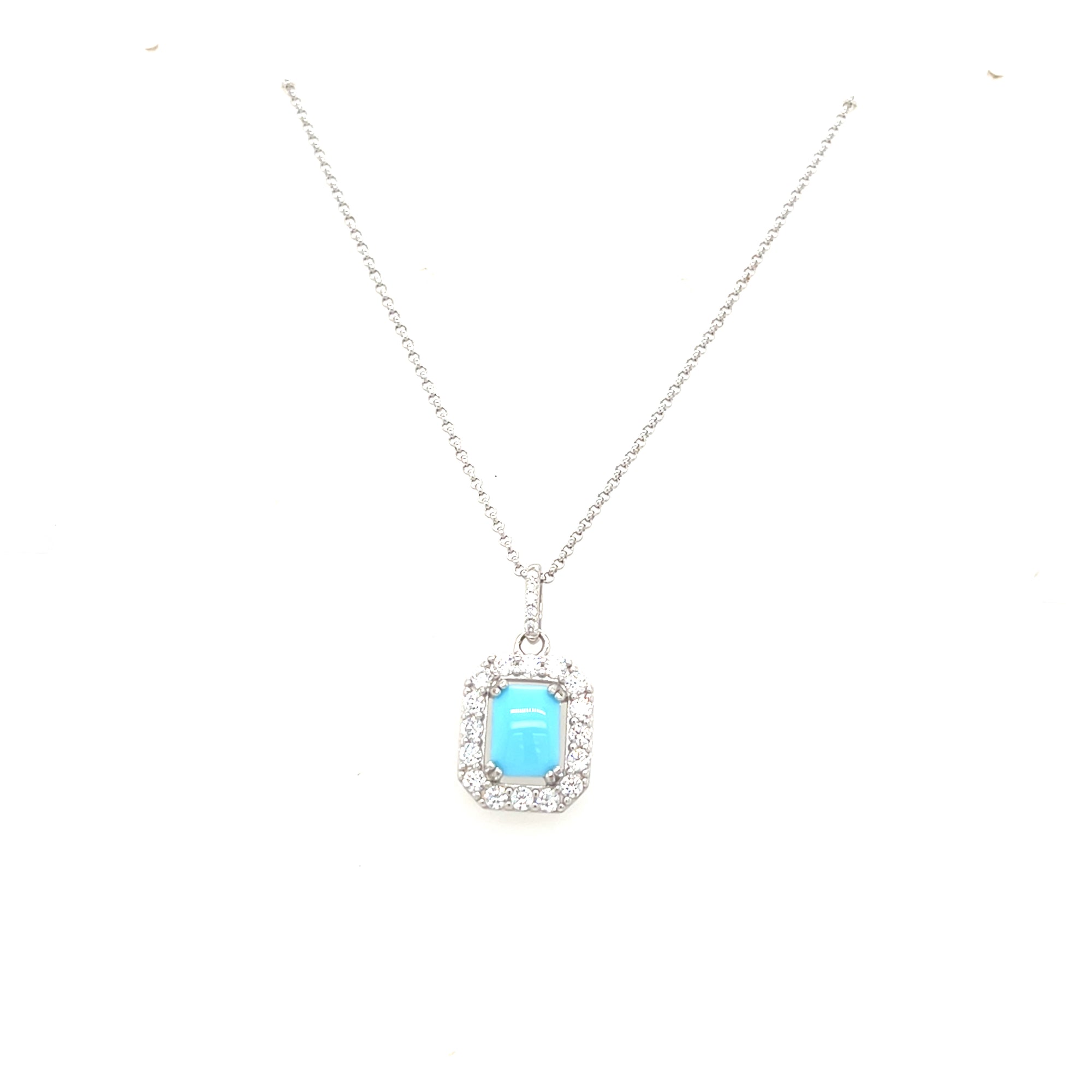 Sterling Silver Square Turquoise Pendant