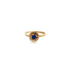 9kt Gold Flower Style Ring with Blue Stone