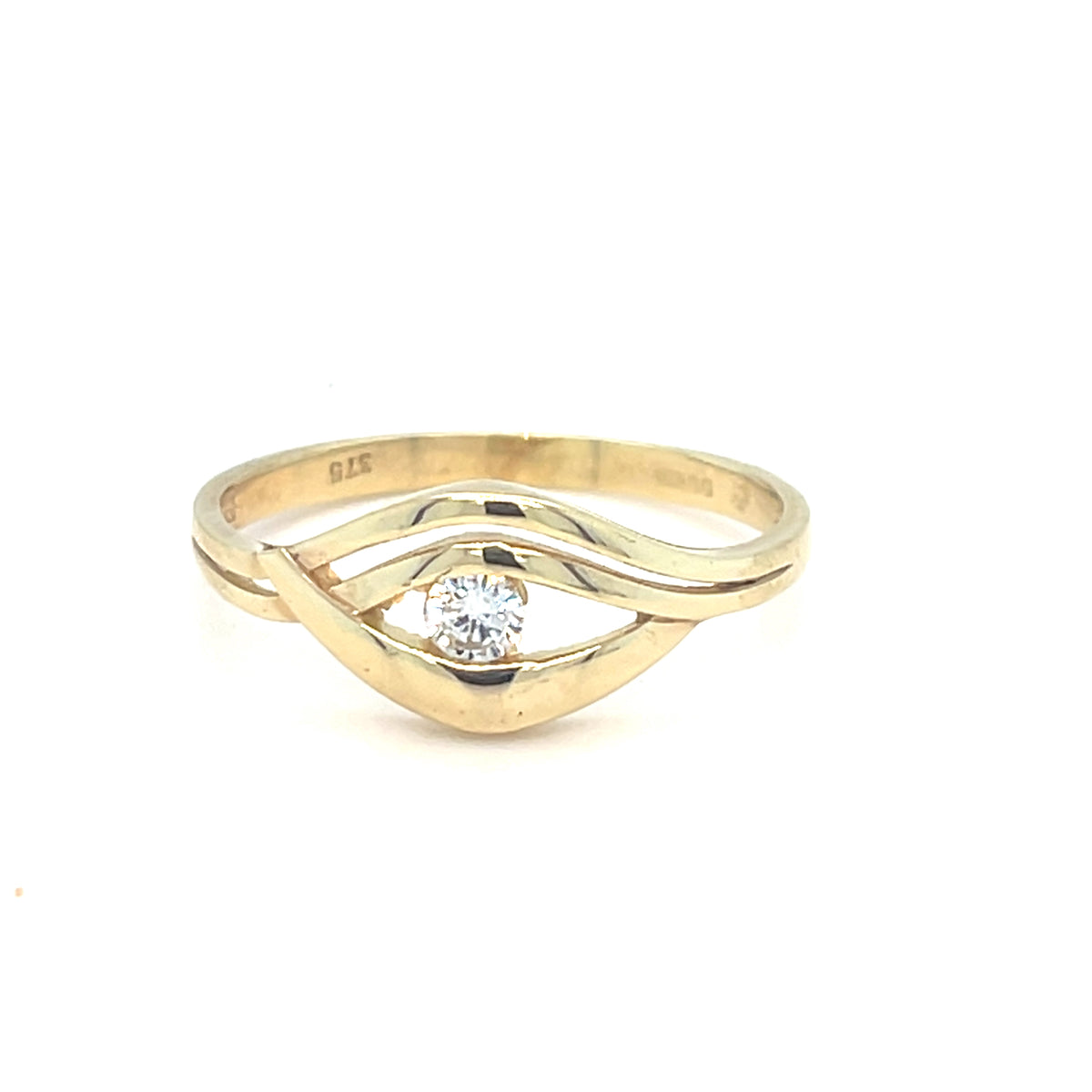 9kt Gold Ring with Clear Stone