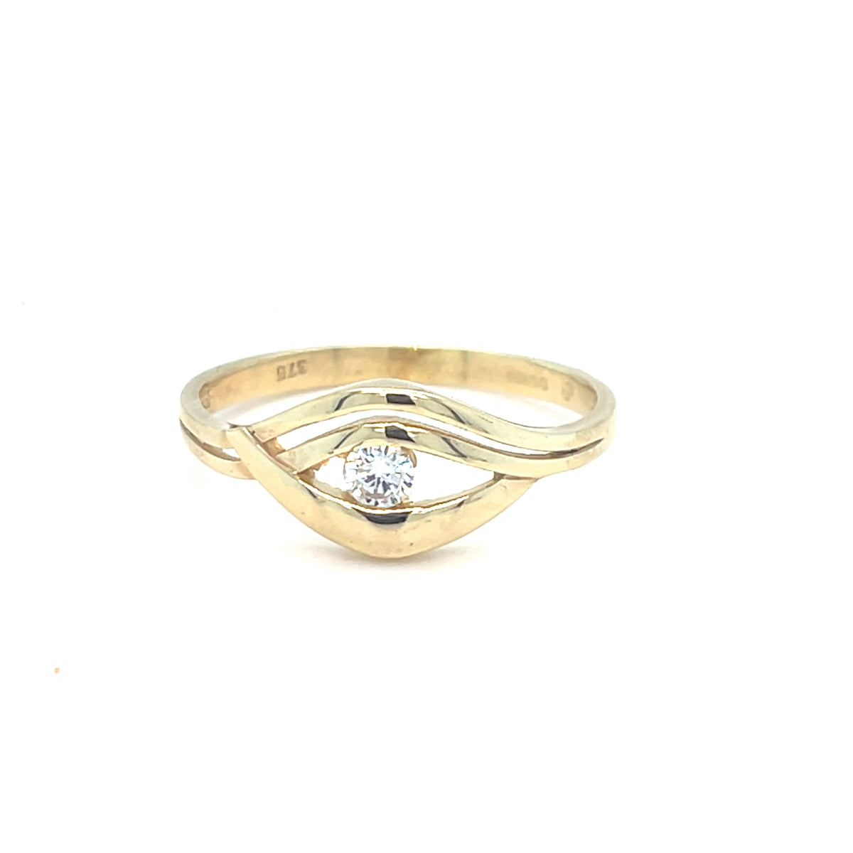 9kt Gold Ring with Clear Stone