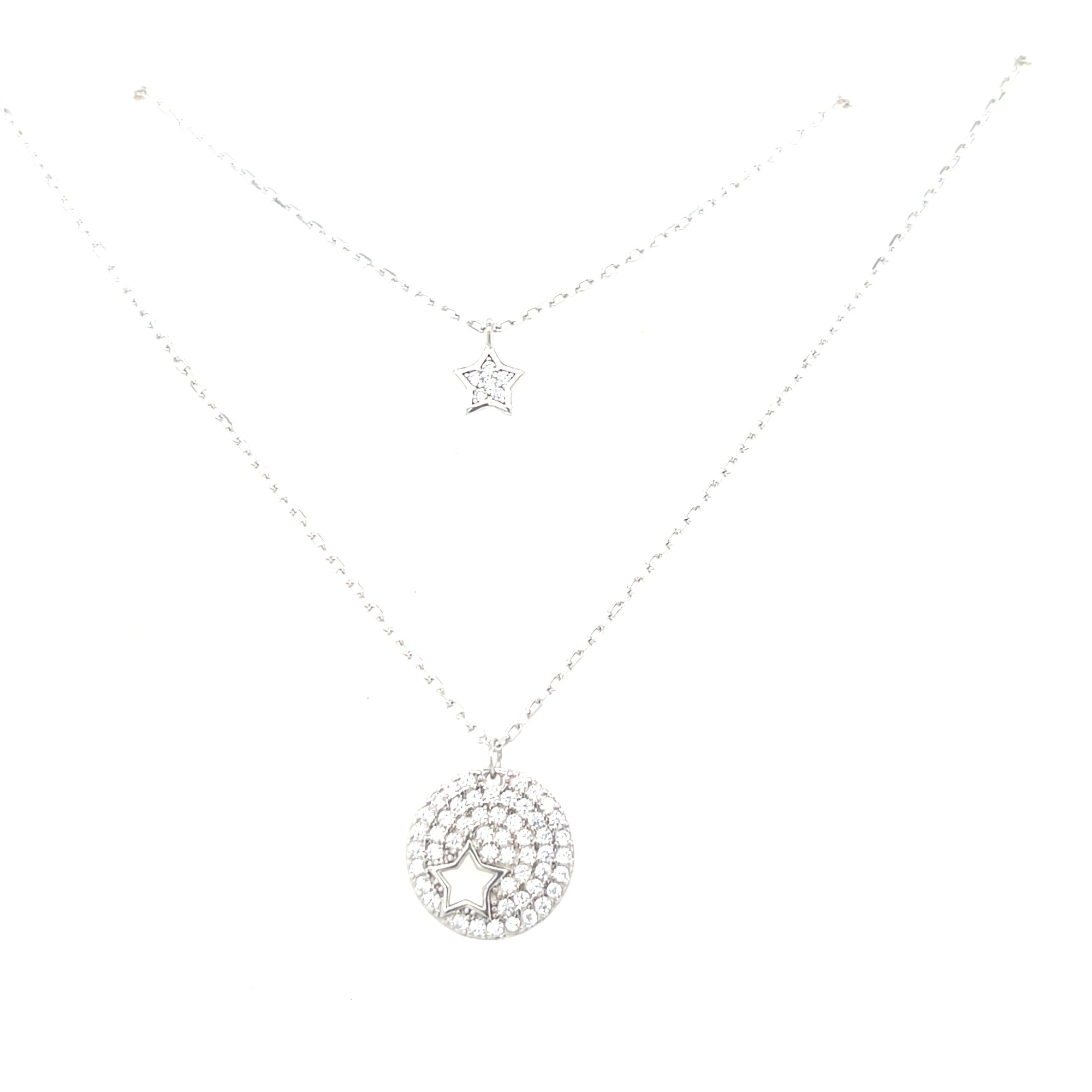 Sterling silver double layer star pendant