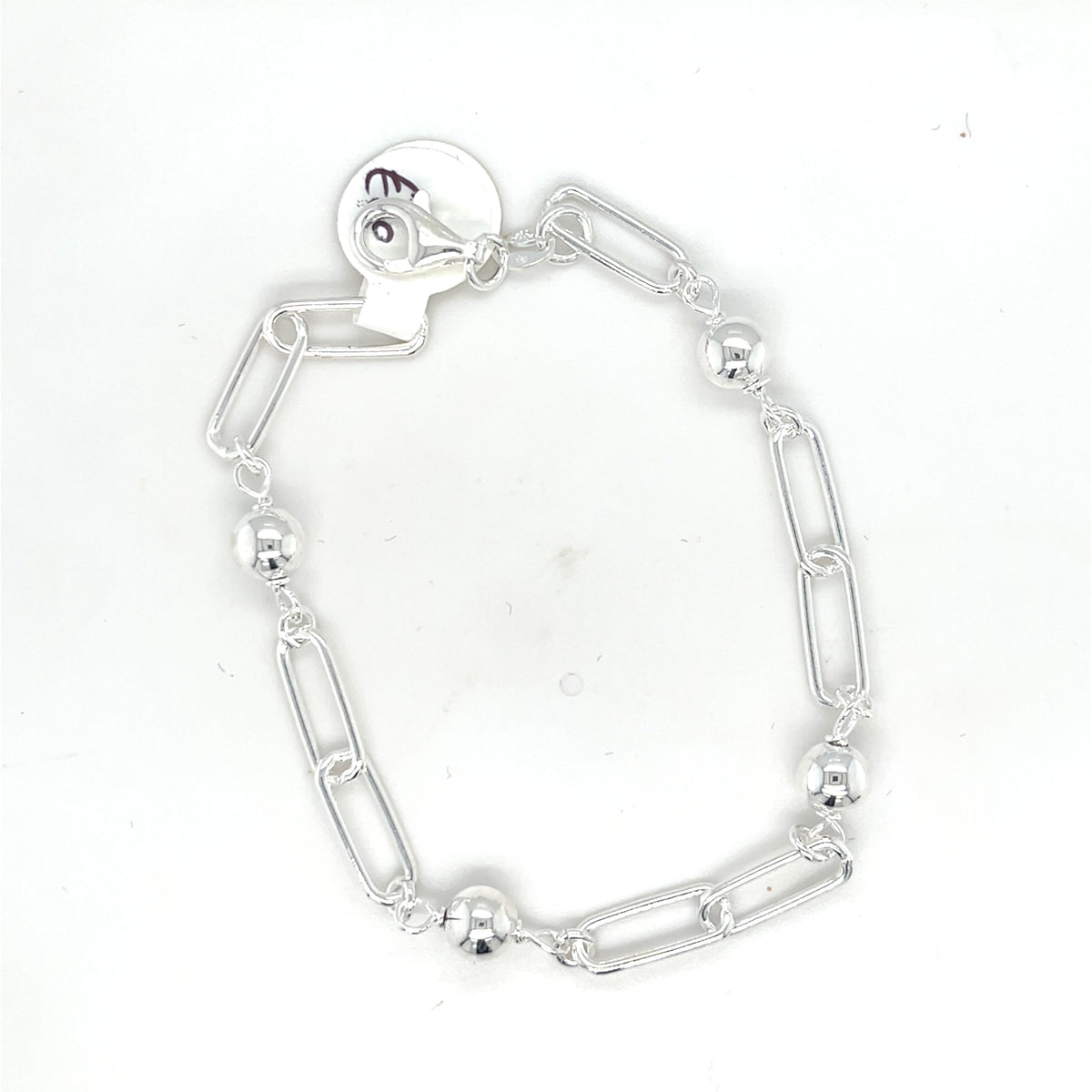 Sterling Silver Link &amp; Ball Bracelet