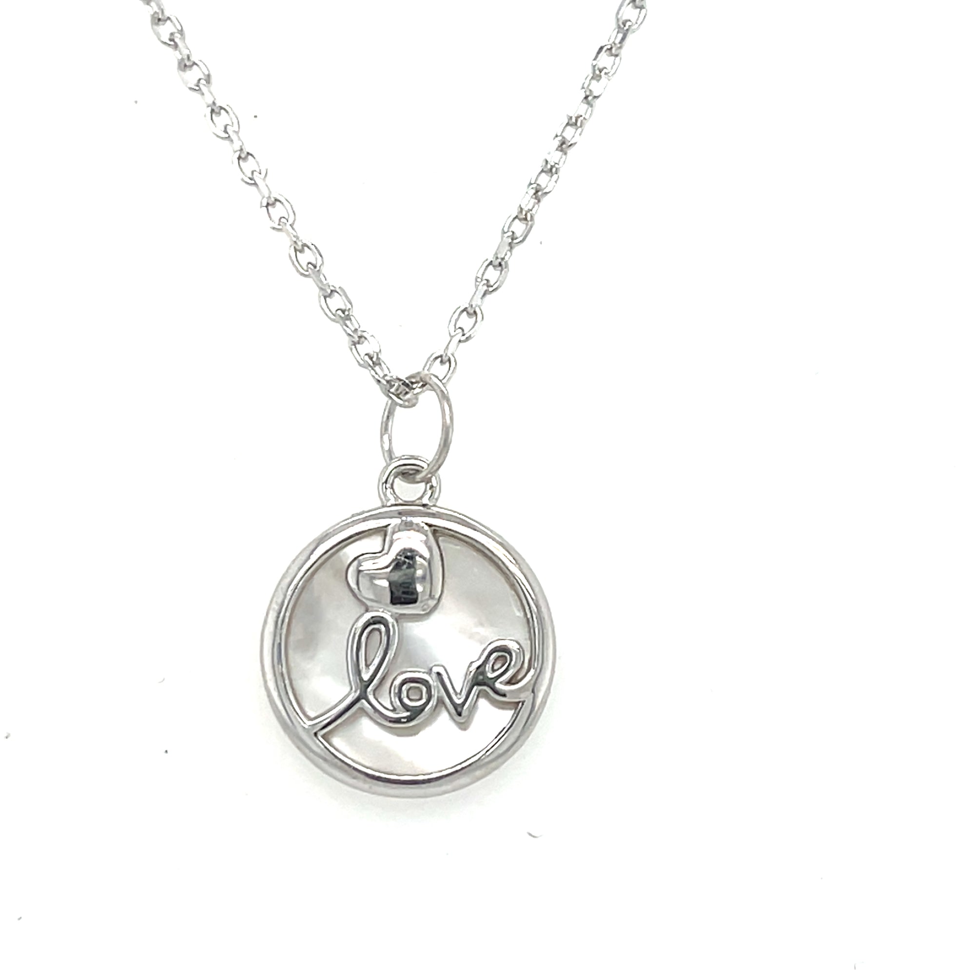 Sterling silver Love pendant with Mother of Pearl