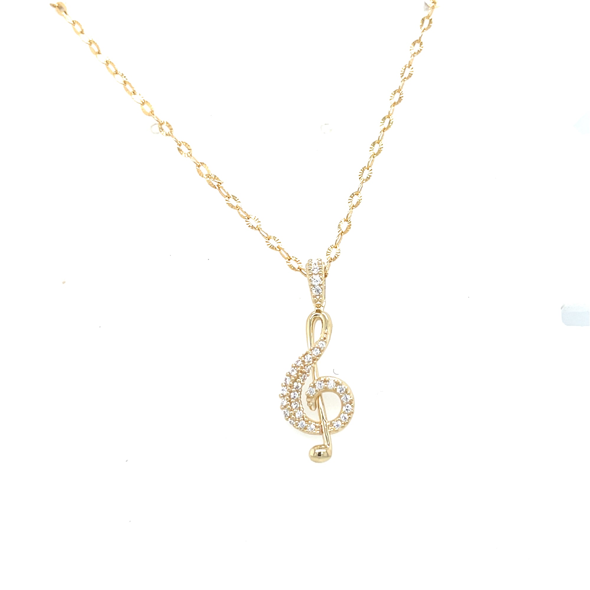 9kt Gold Stonset Treble Clef Pendant