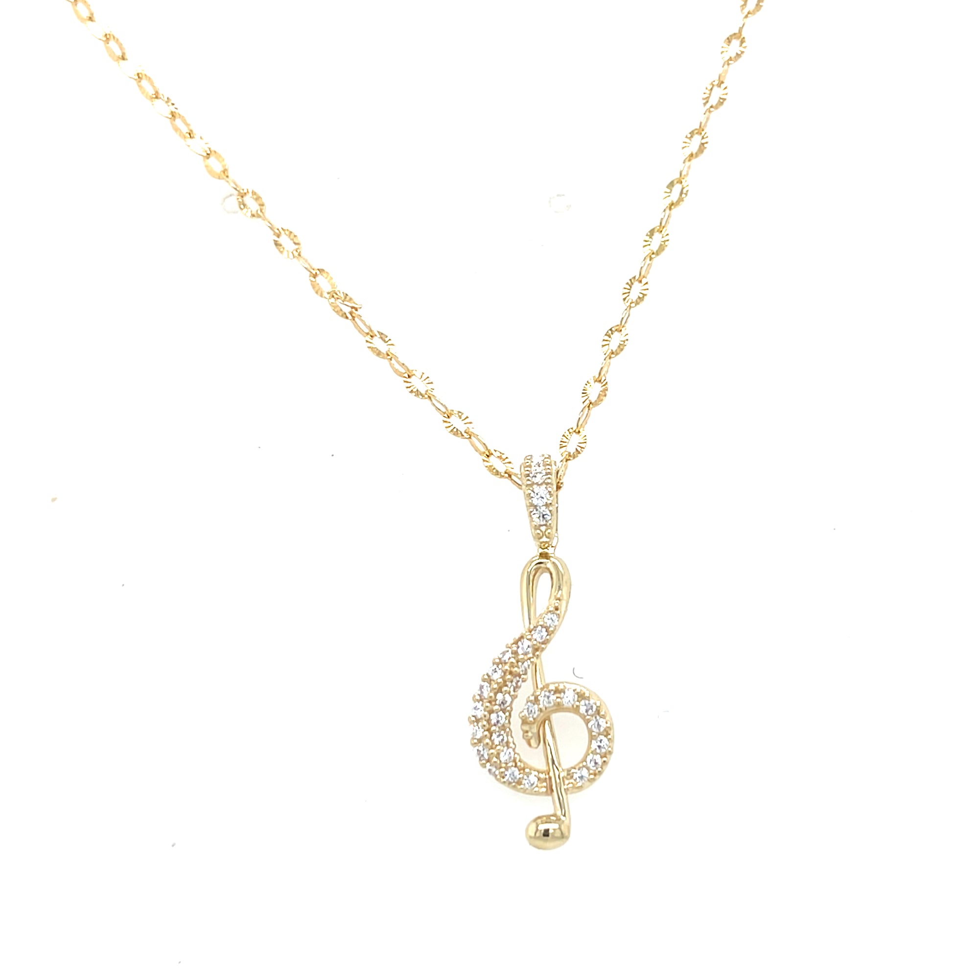 9kt Gold Stonset Treble Clef Pendant