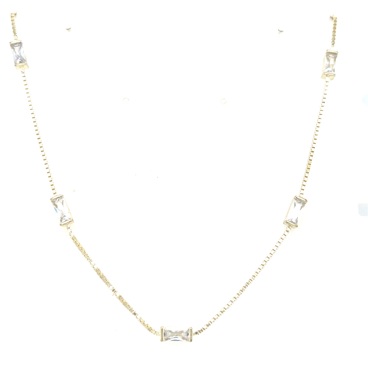 Gold coloured Necklace with clear stones