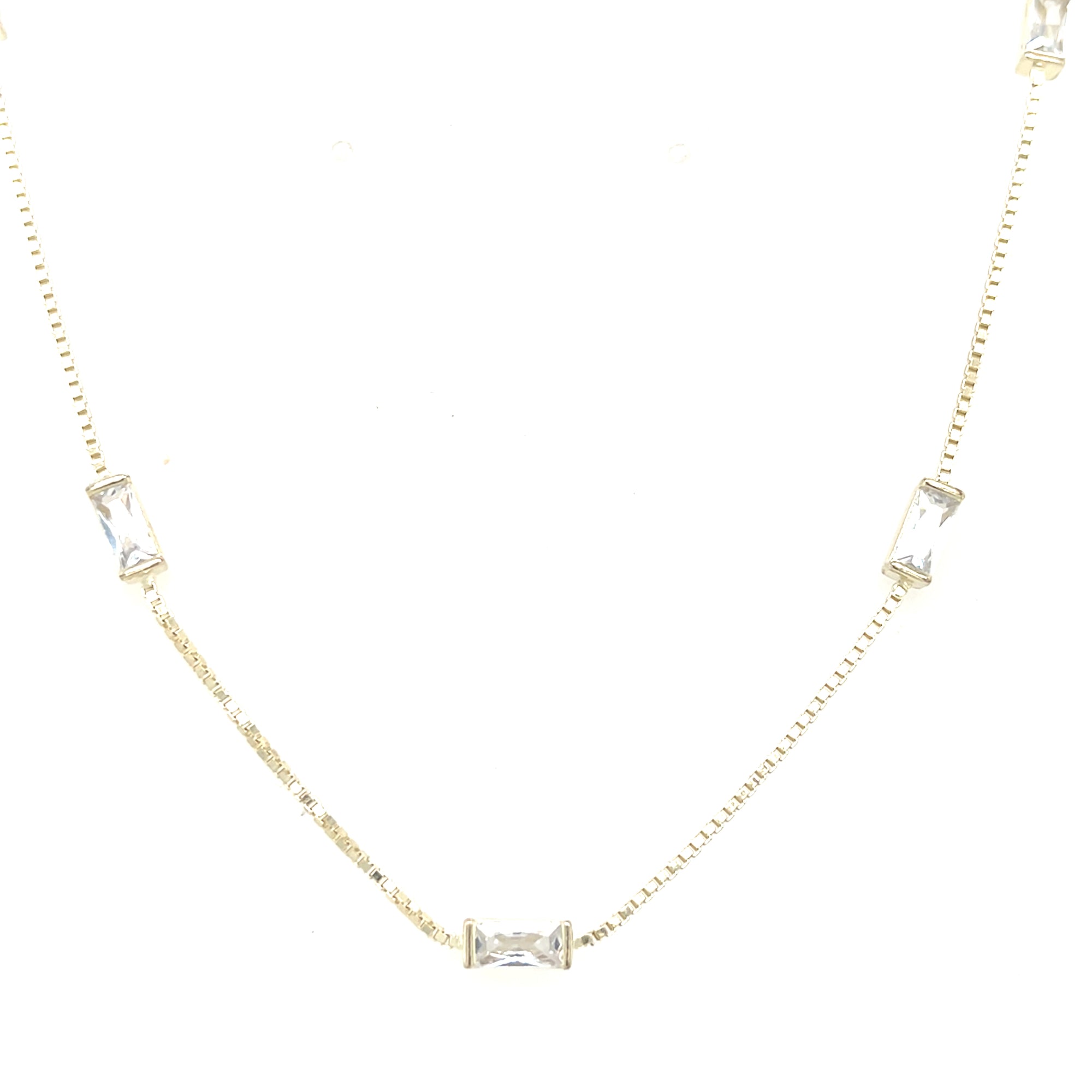 Gold coloured Necklace with clear stones