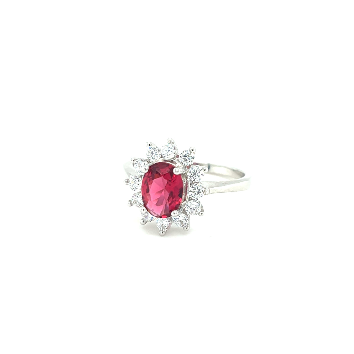 Sterling Silver Red Cluster Ring