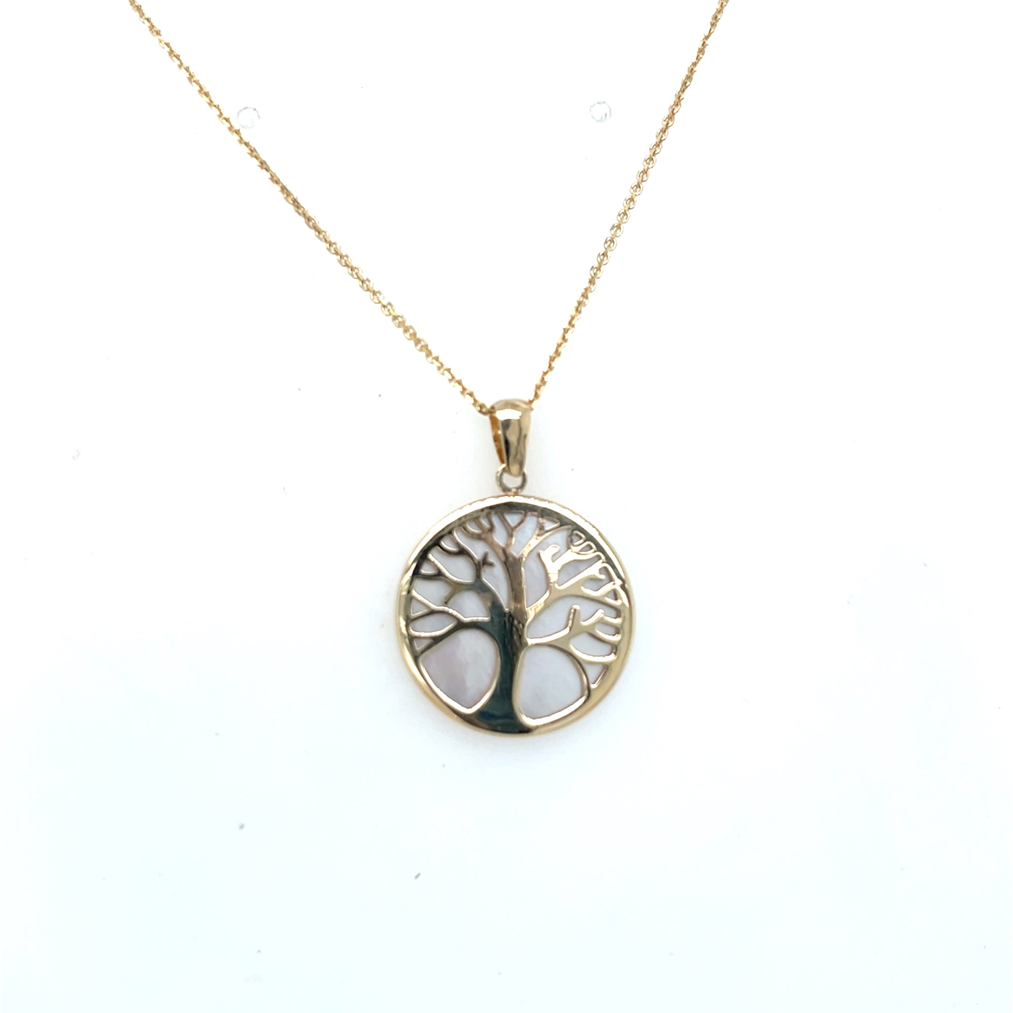9kt Gold Tree of Life Pendant with Mother of Pearl