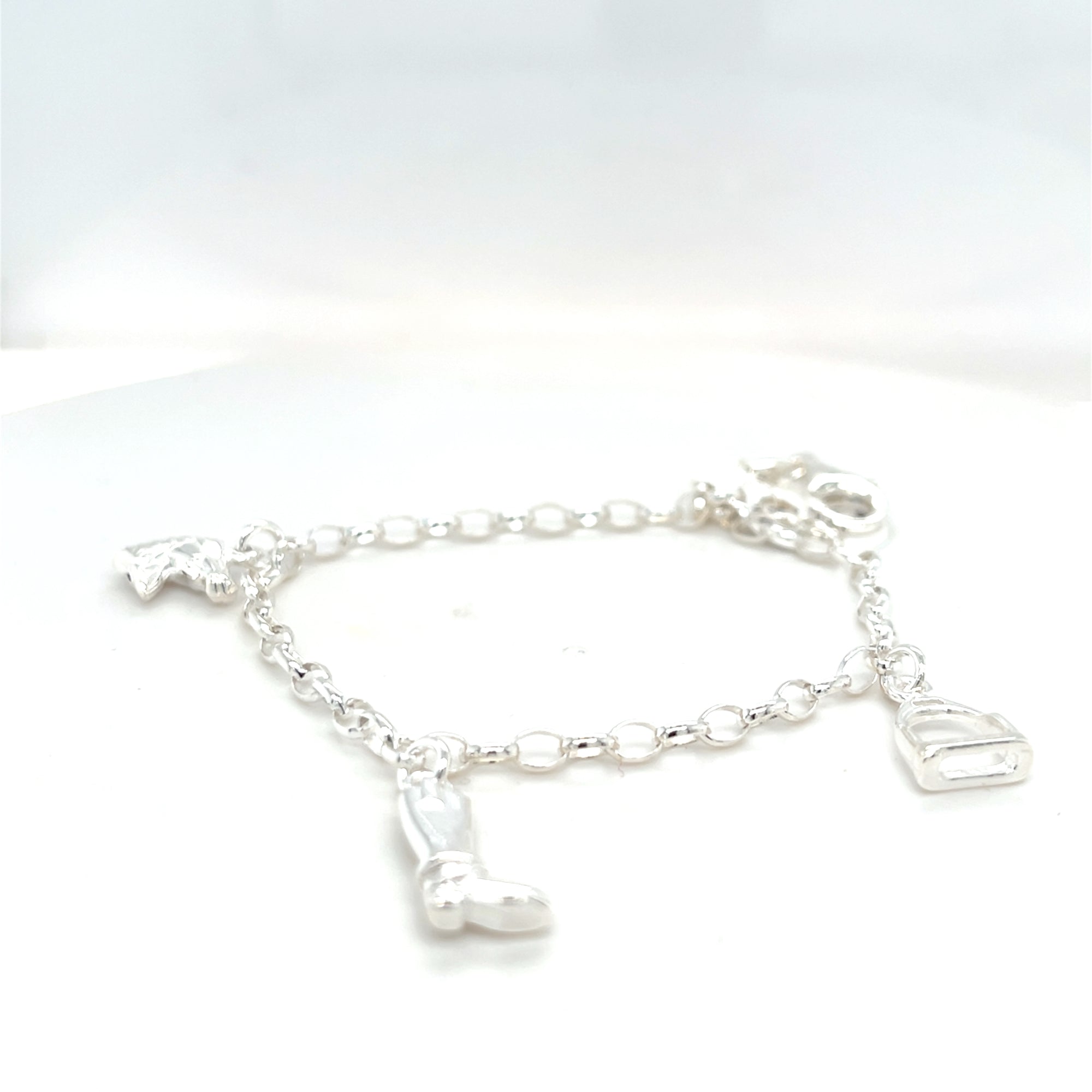 Sterling silver horse charm bracelet