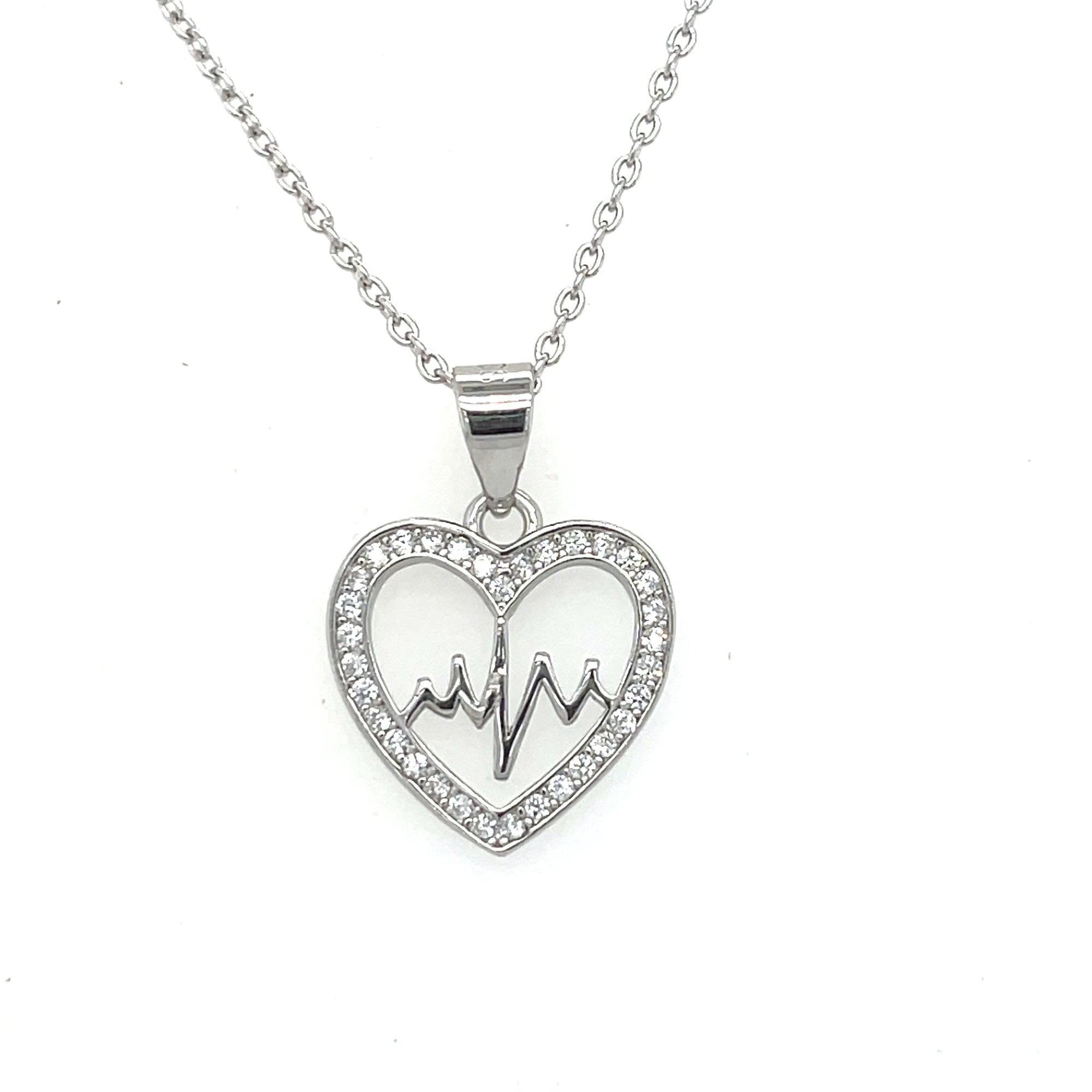 Sterling silver heartbeat pendant