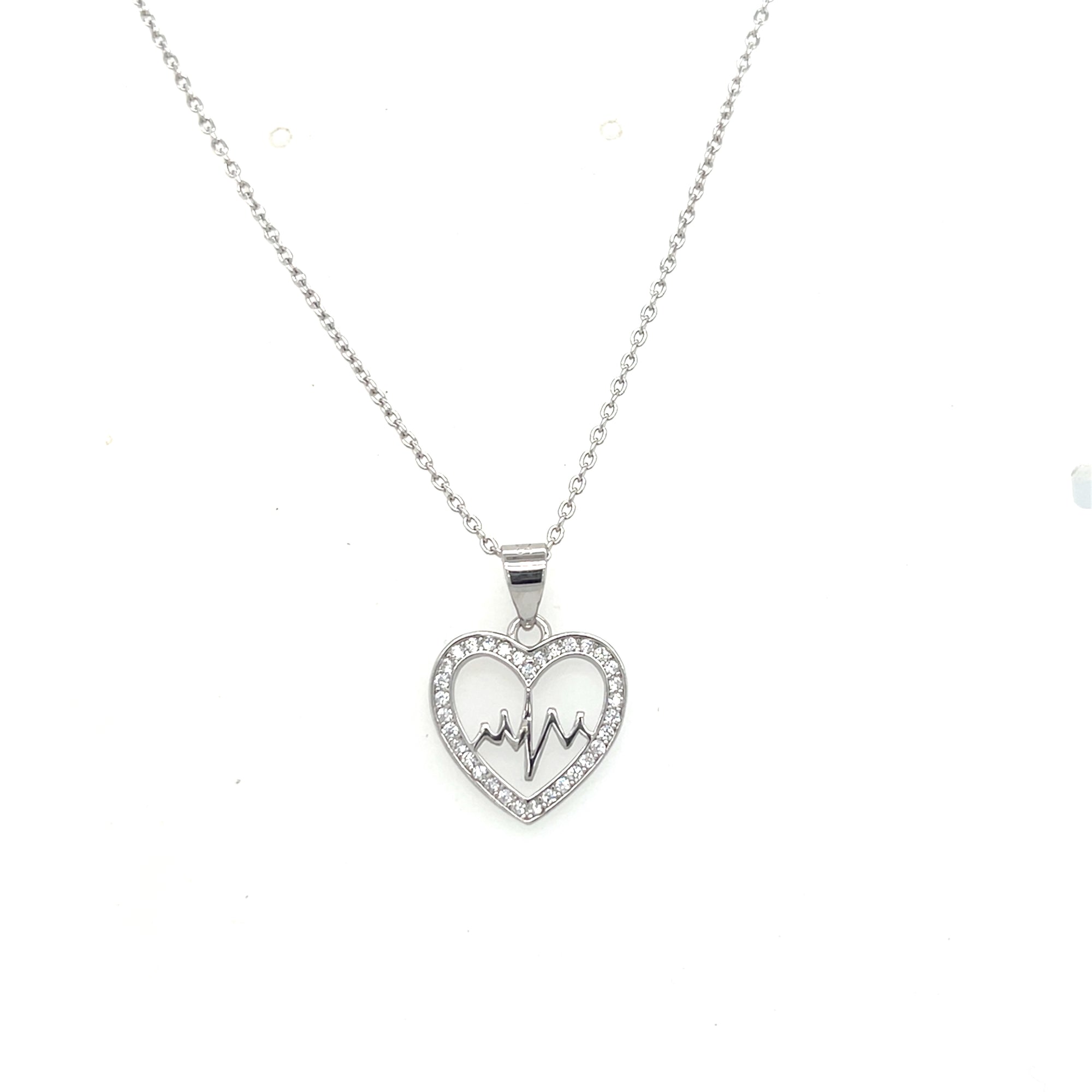 Sterling silver heartbeat pendant