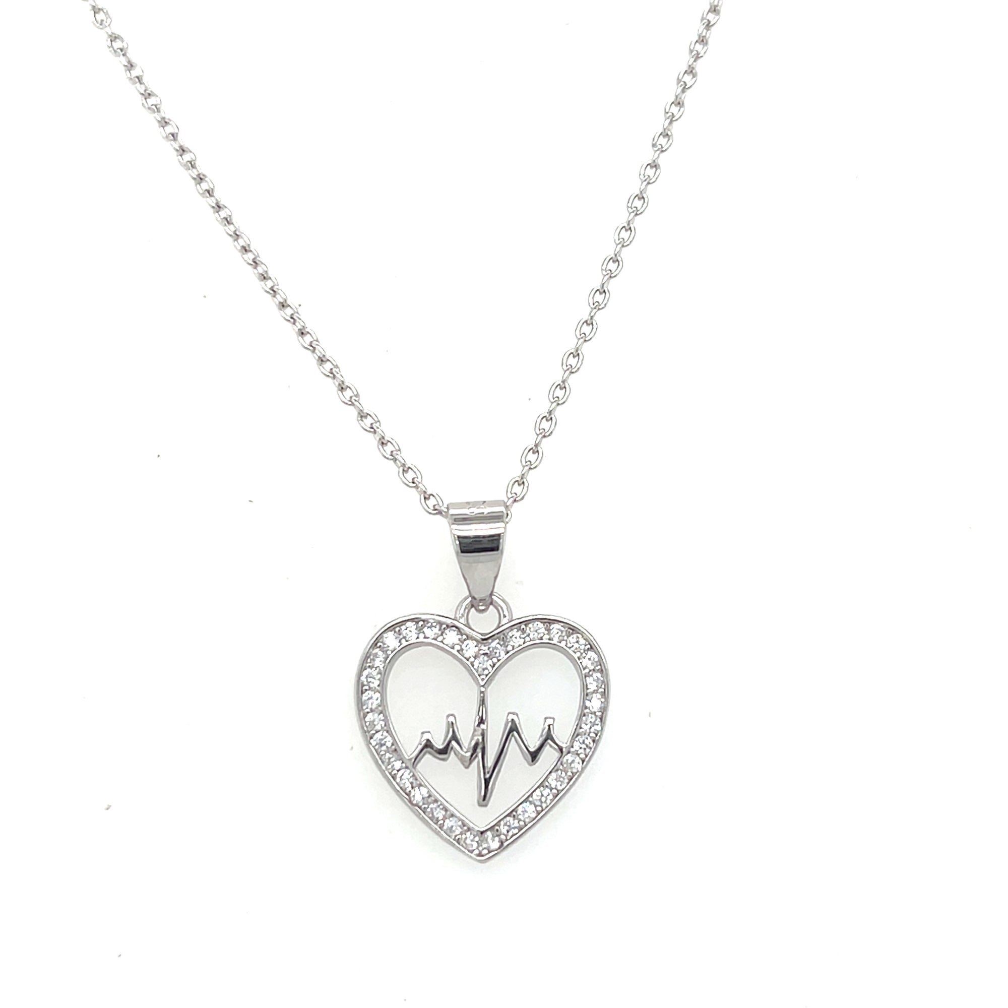 Sterling silver heartbeat pendant