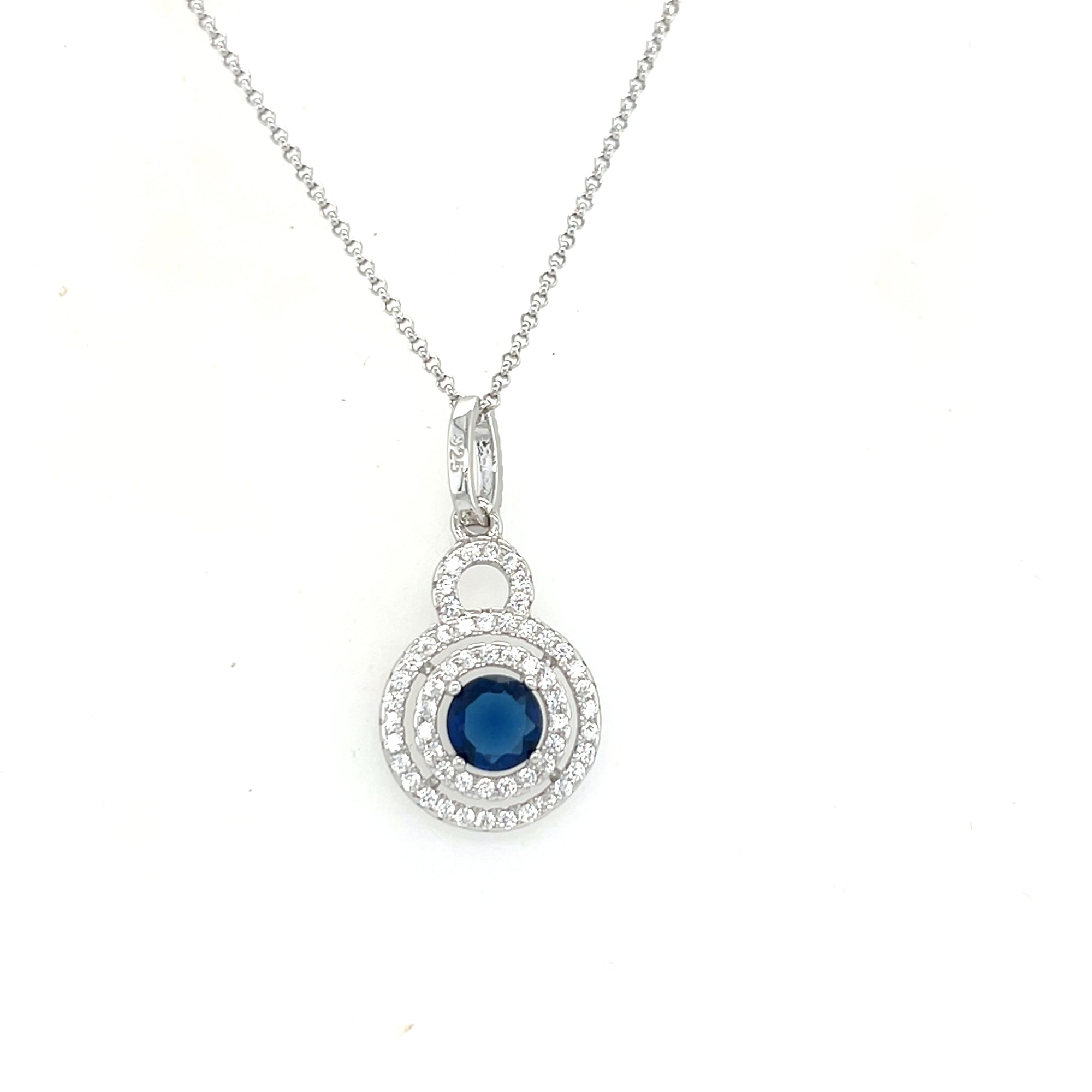 Sterling Silver Pendant with Blue Stone