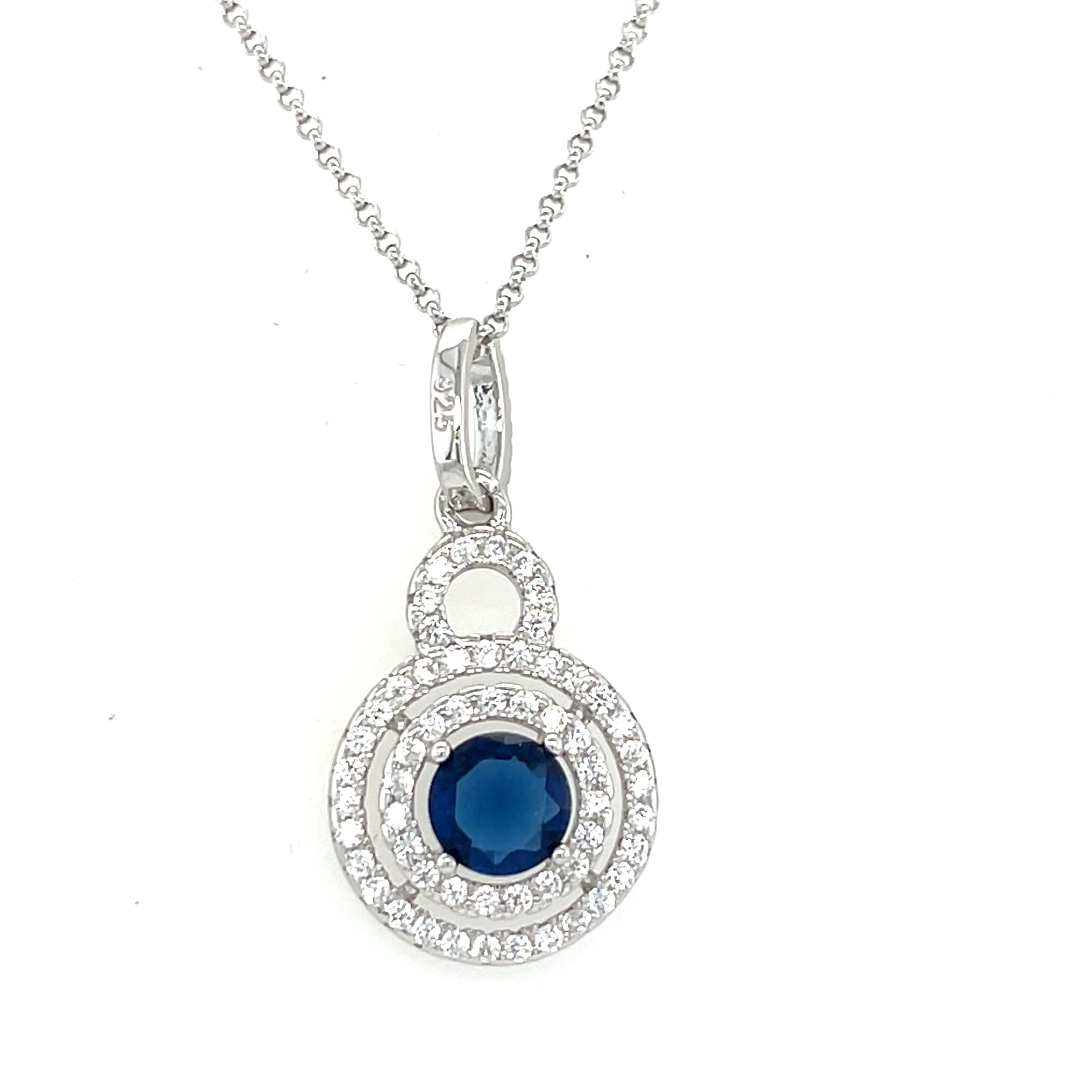 Sterling Silver Pendant with Blue Stone