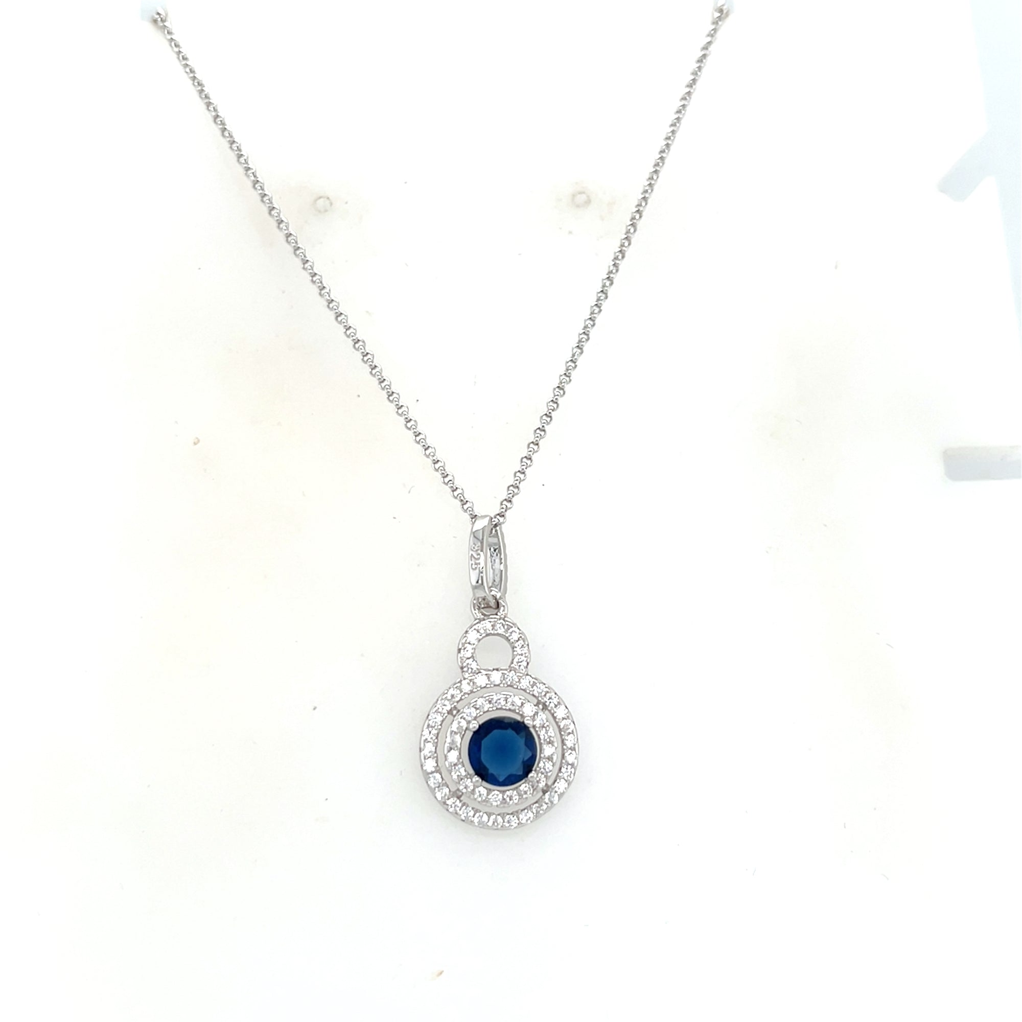 Sterling Silver Pendant with Blue Stone