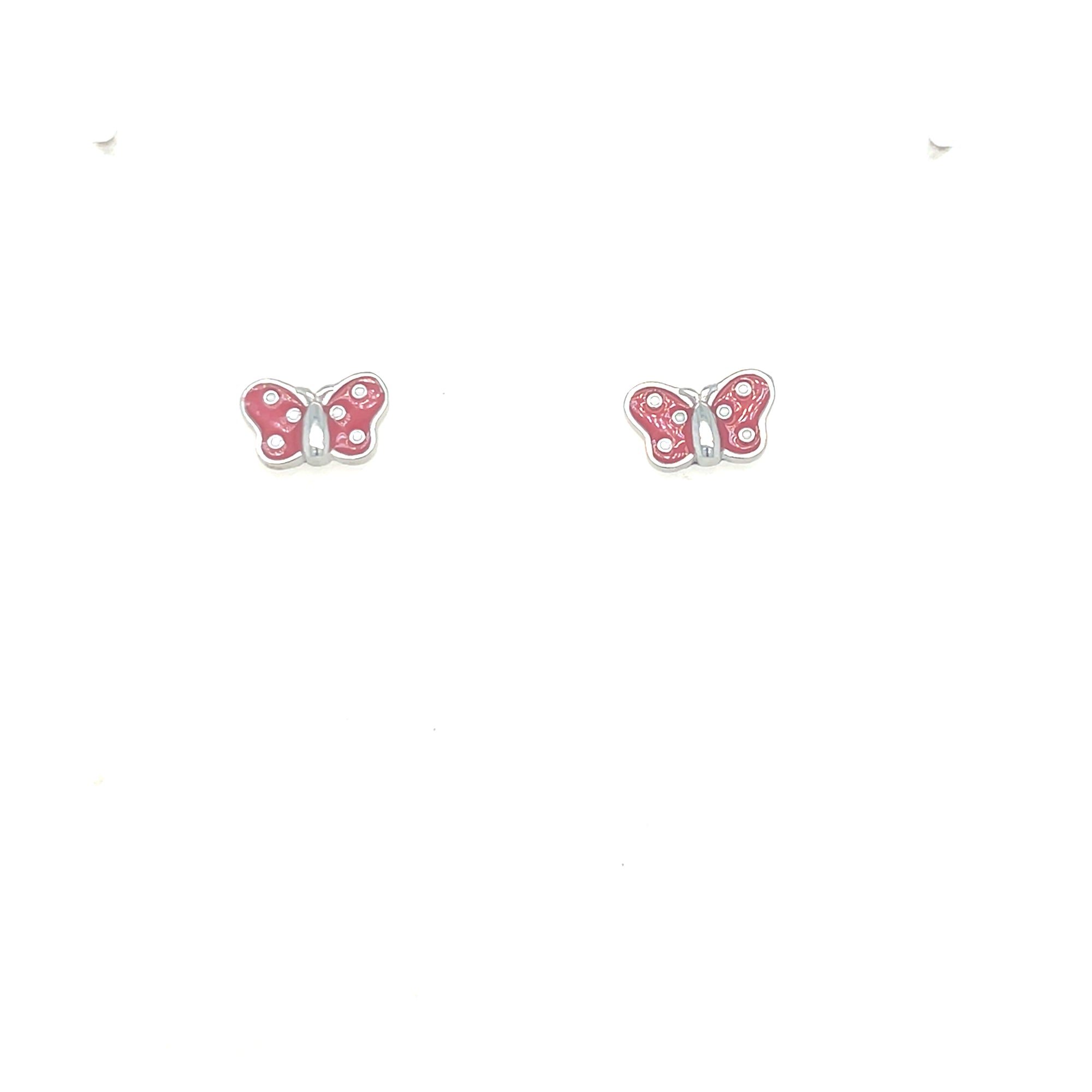 Sterling silver Red Butterfly Earrings