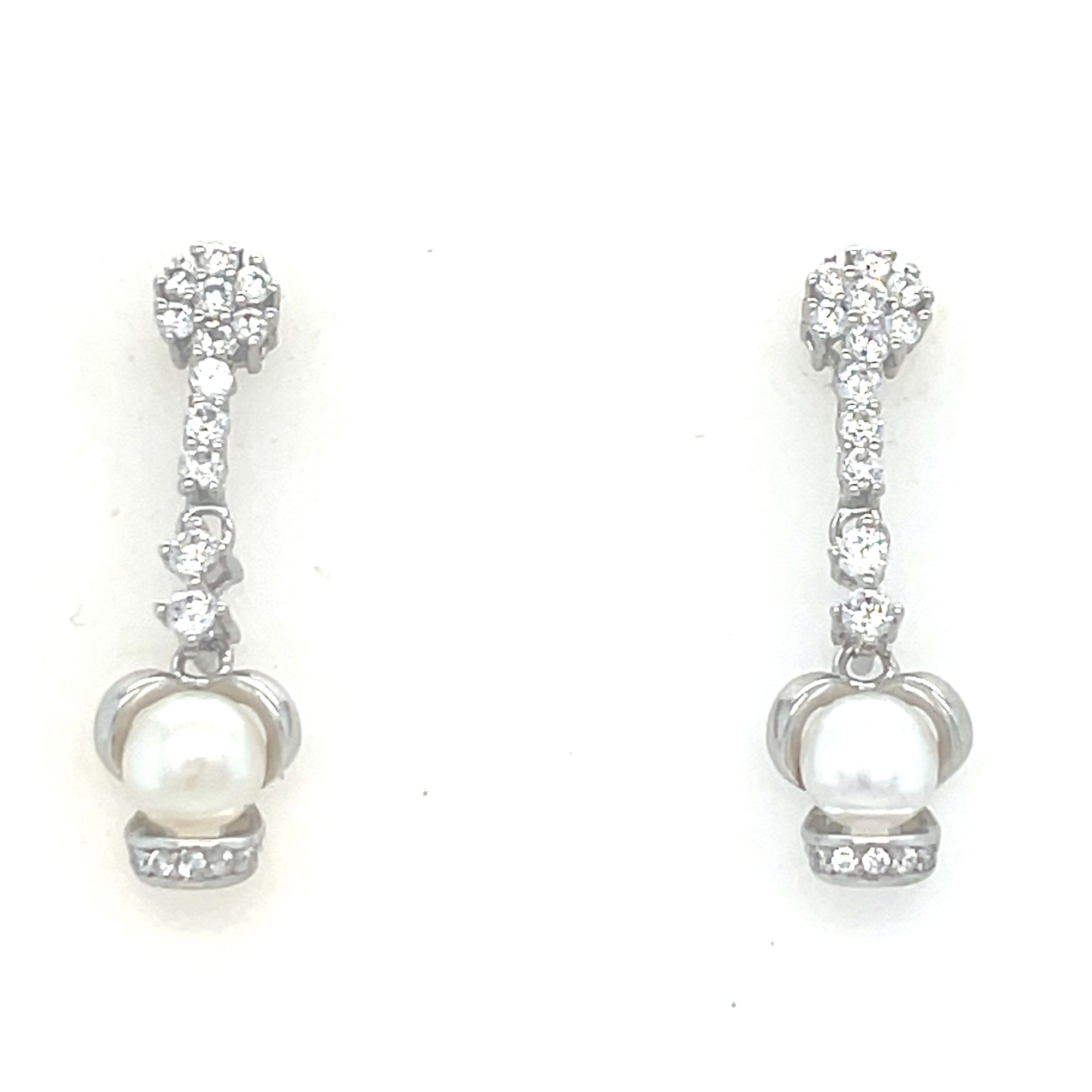 Sterling silver drop earrings with pearl