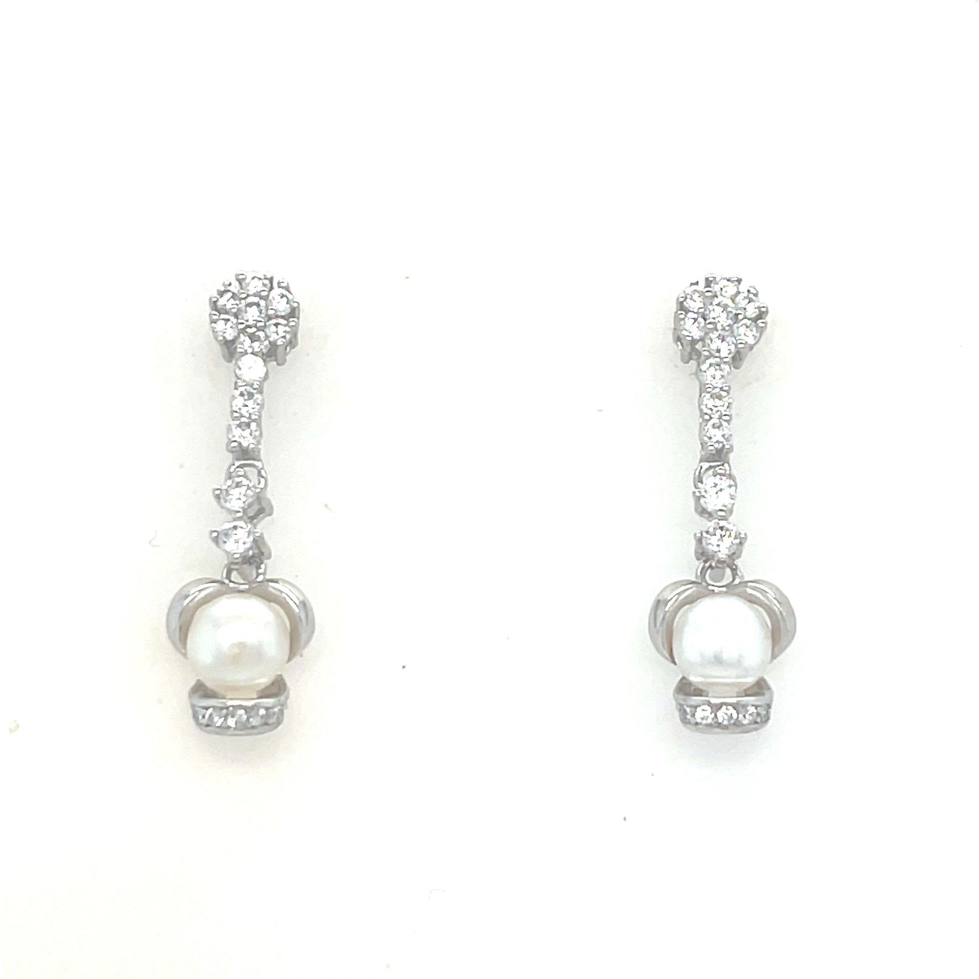 Sterling silver drop earrings with pearl