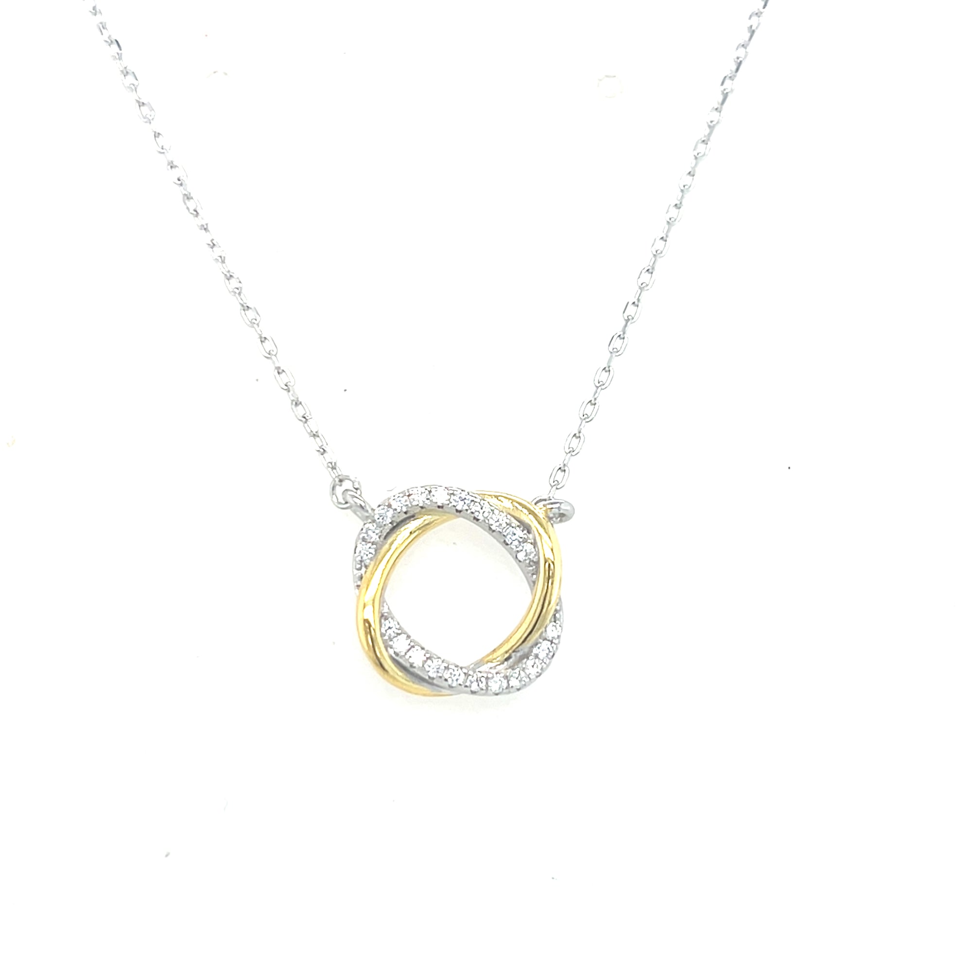 Sterling Silver Two Tone Circle Pendant