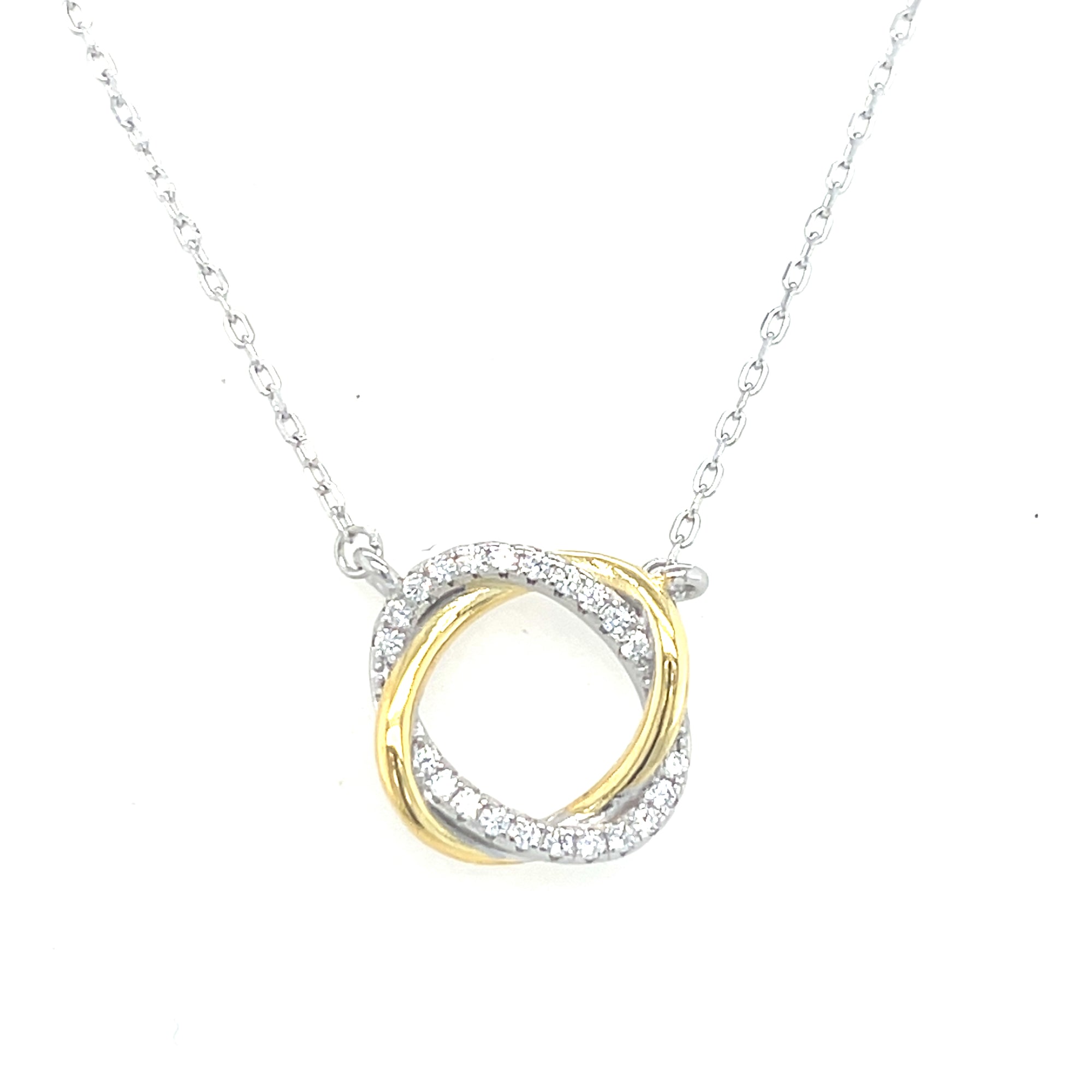 Sterling Silver Two Tone Circle Pendant