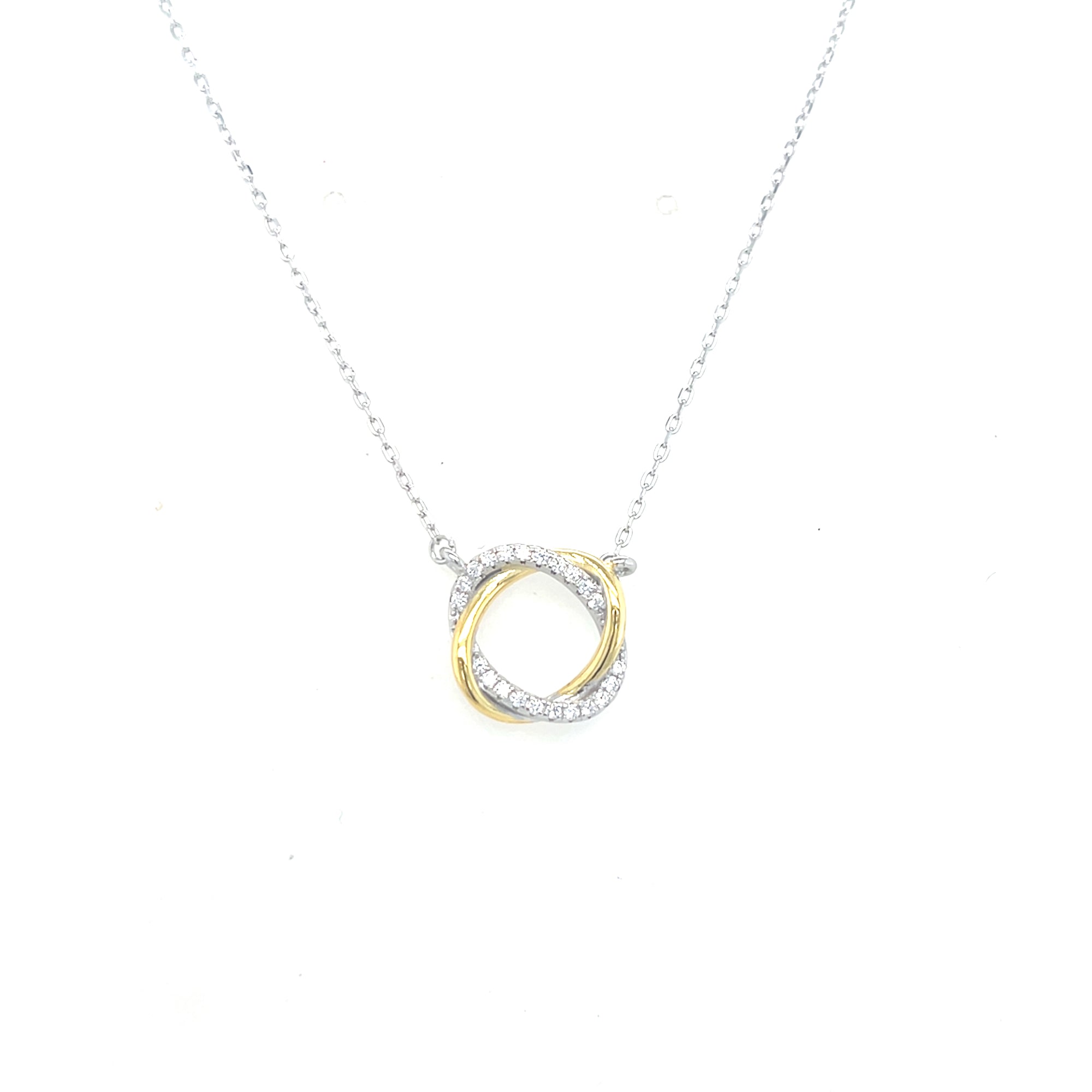 Sterling Silver Two Tone Circle Pendant