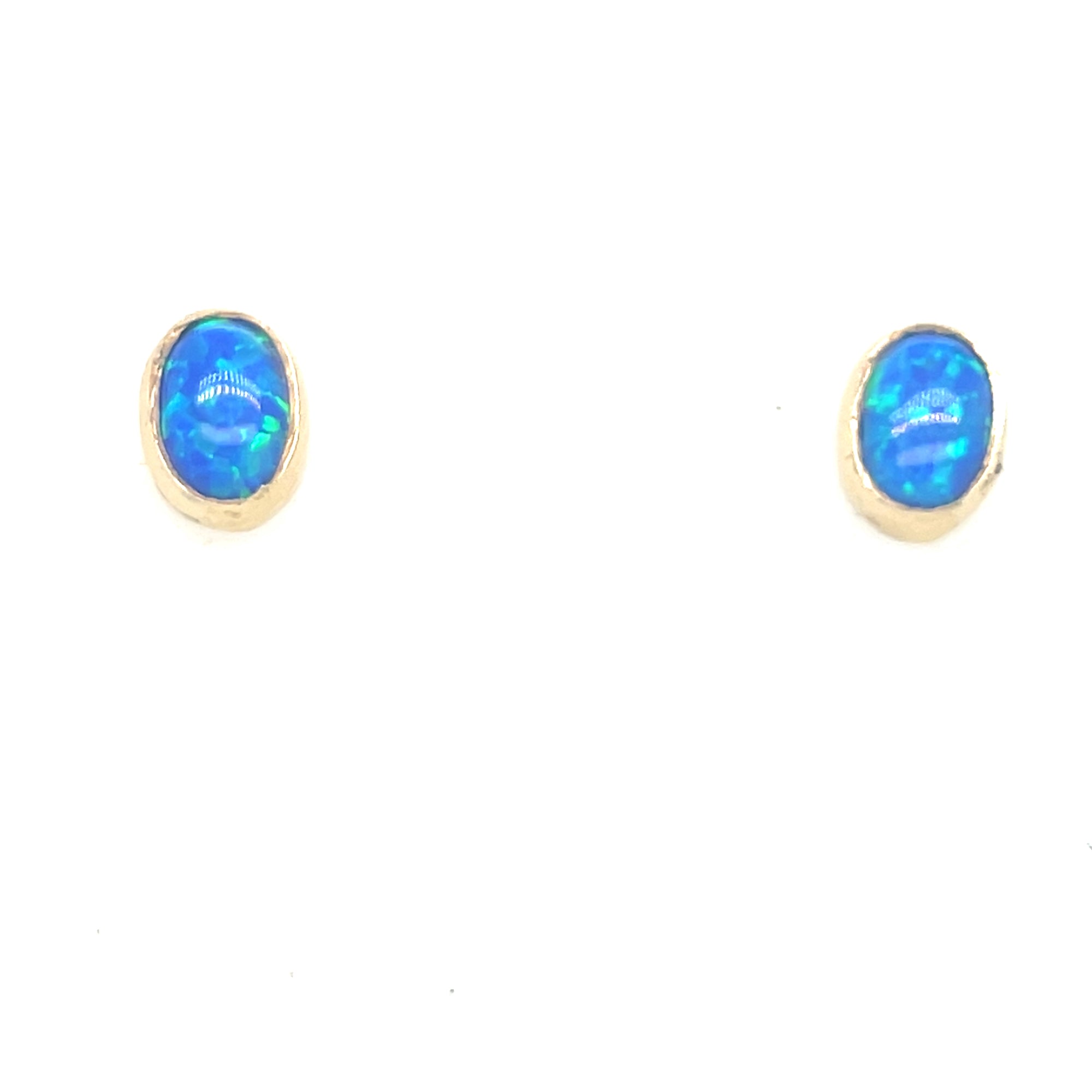 9kt Gold Blue Opal Stud Earrings