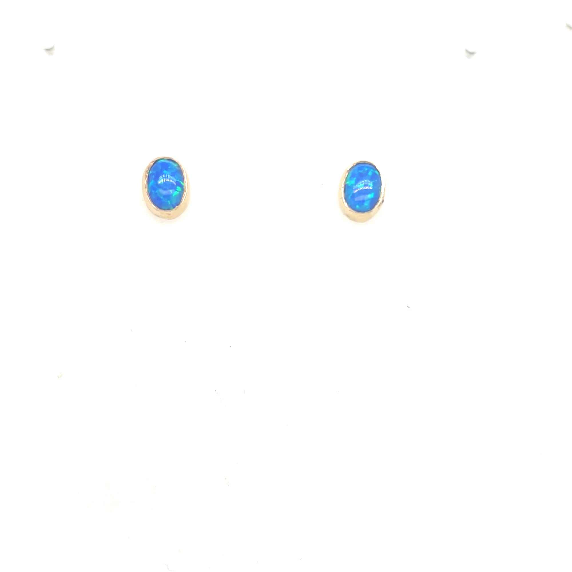 9kt Gold Blue Opal Stud Earrings