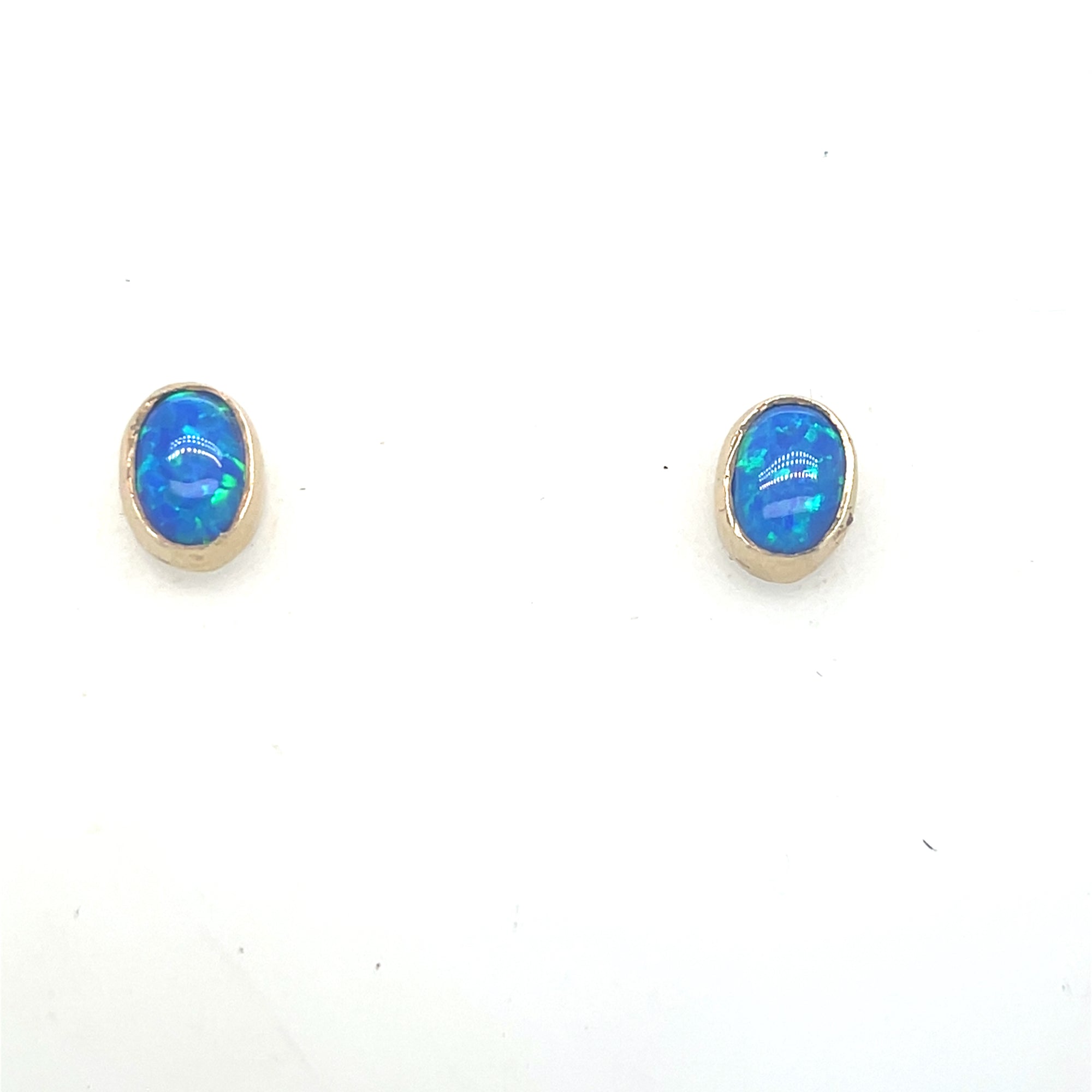9kt Gold Blue Opal Stud Earrings