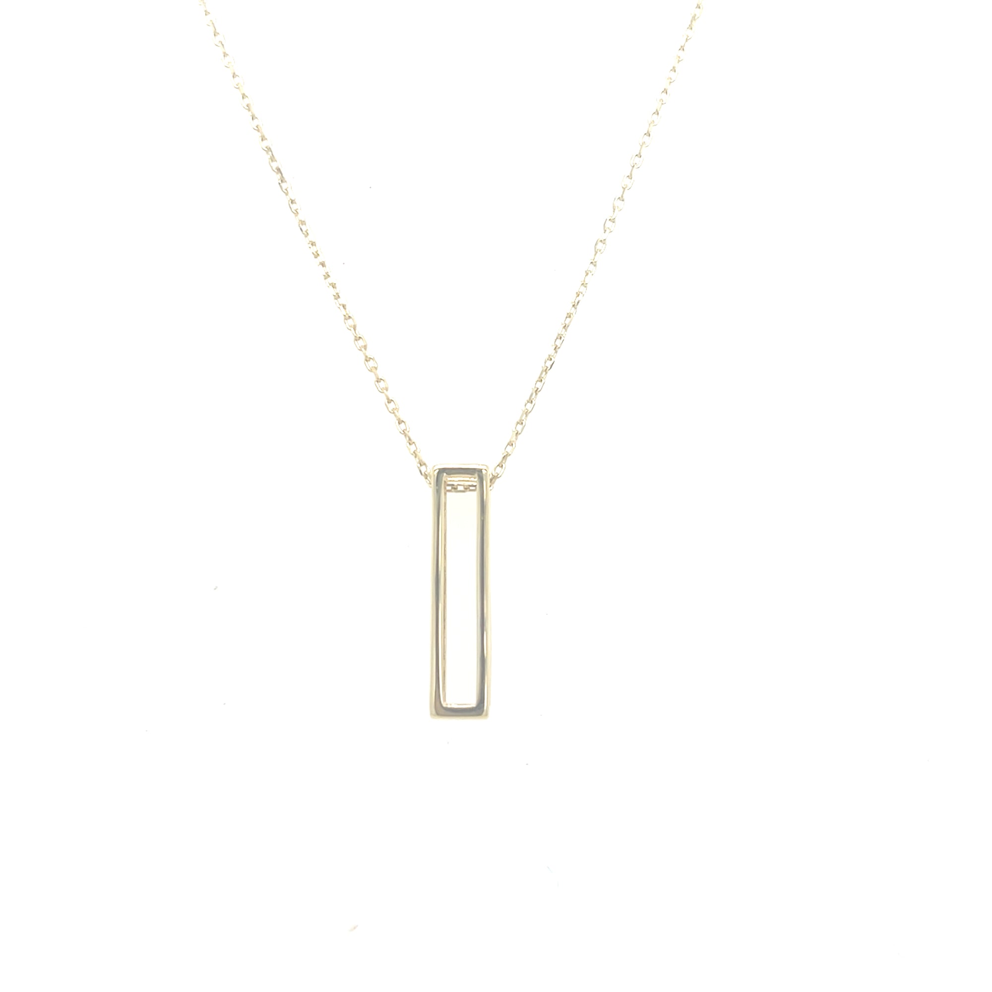 9kt Gold Open Rectangular Pendant