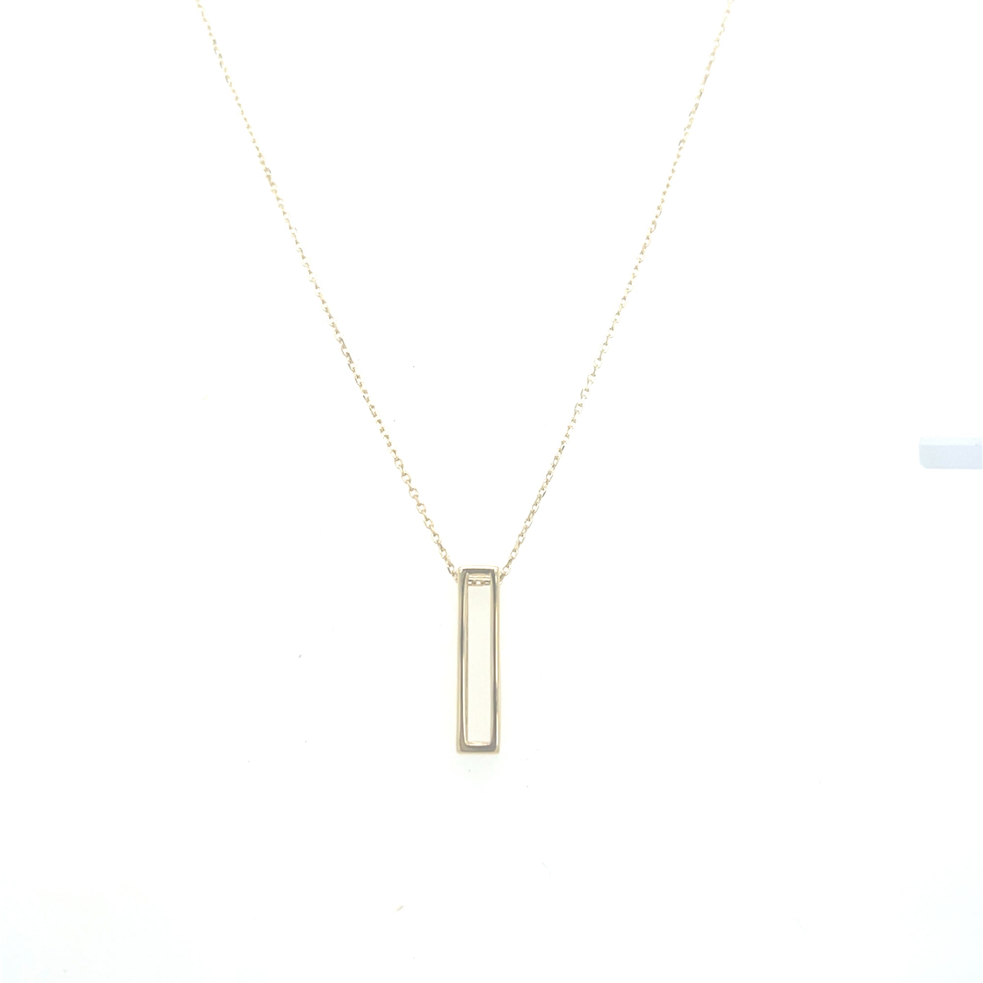 9kt Gold Open Rectangular Pendant