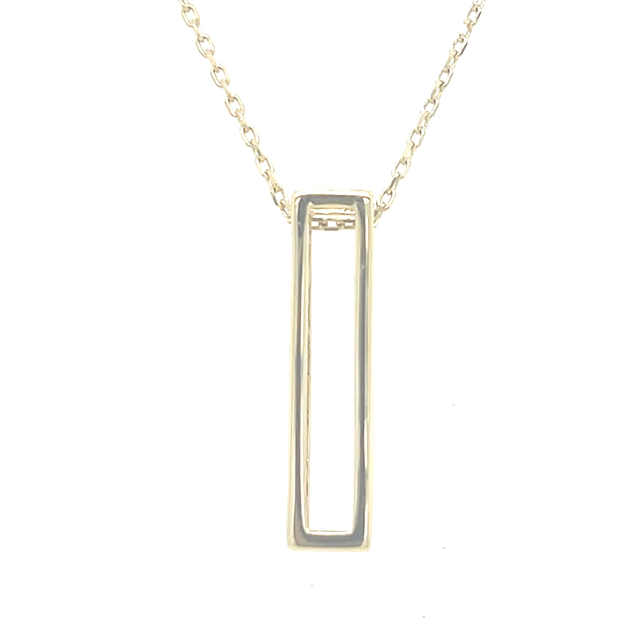 9kt Gold Open Rectangular Pendant