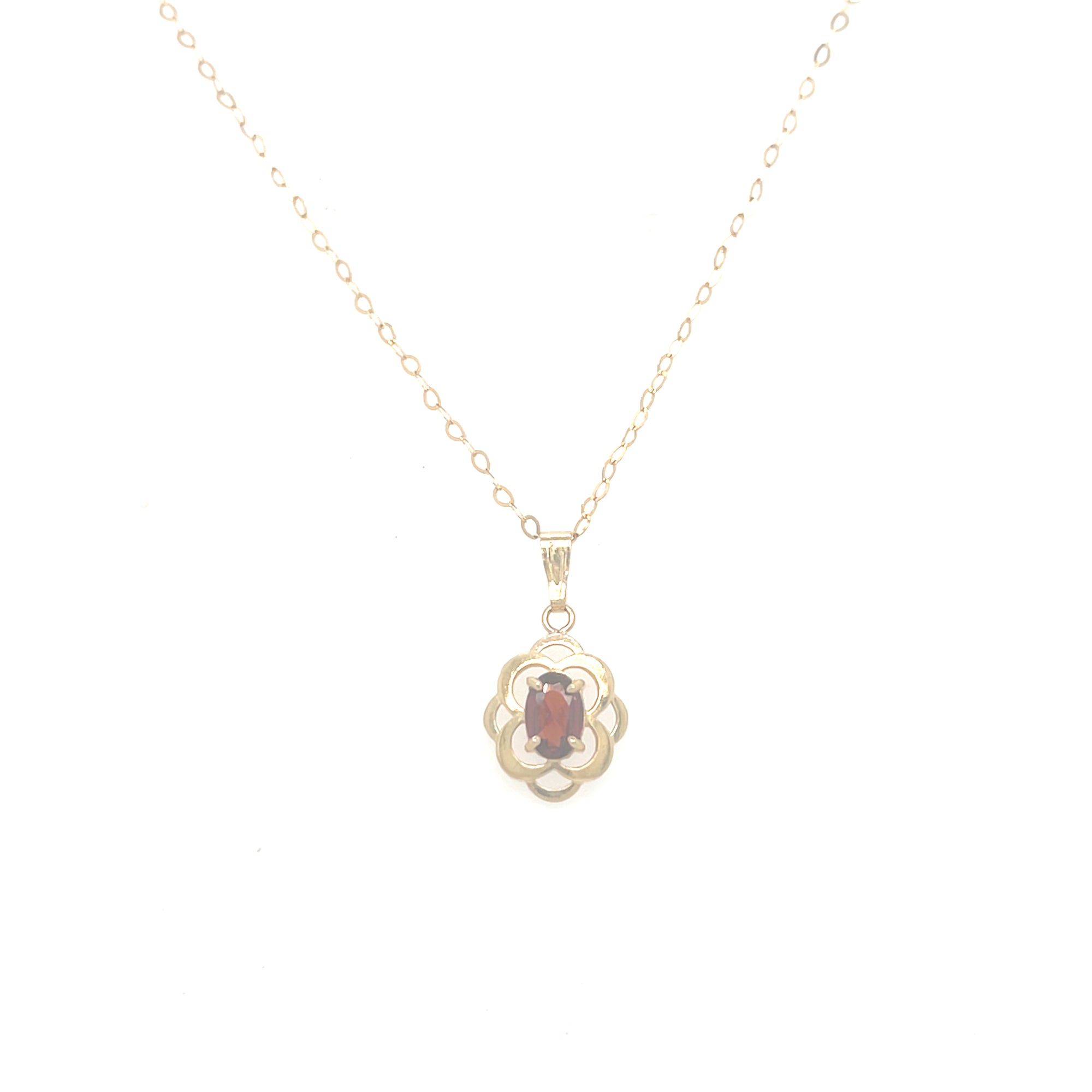 9kt Gold Pendant with Garnet Coloured Stone
