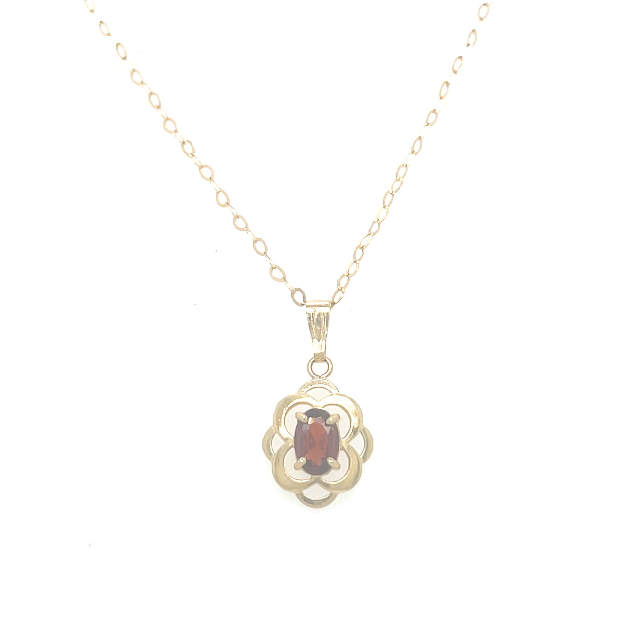 9kt Gold Pendant with Garnet Coloured Stone