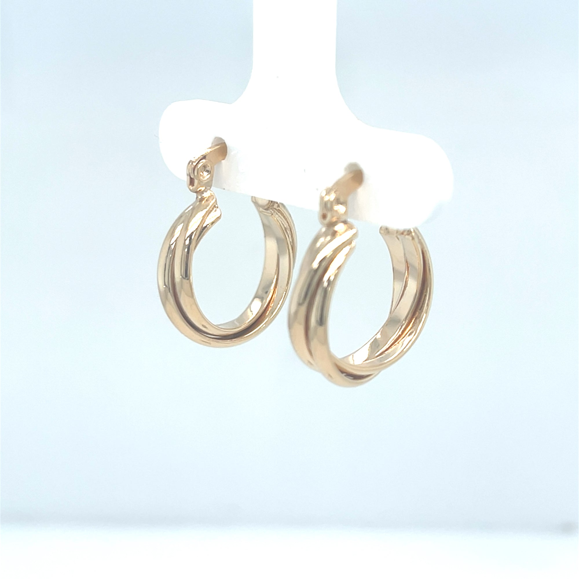 Gold plated twist hoop earrings