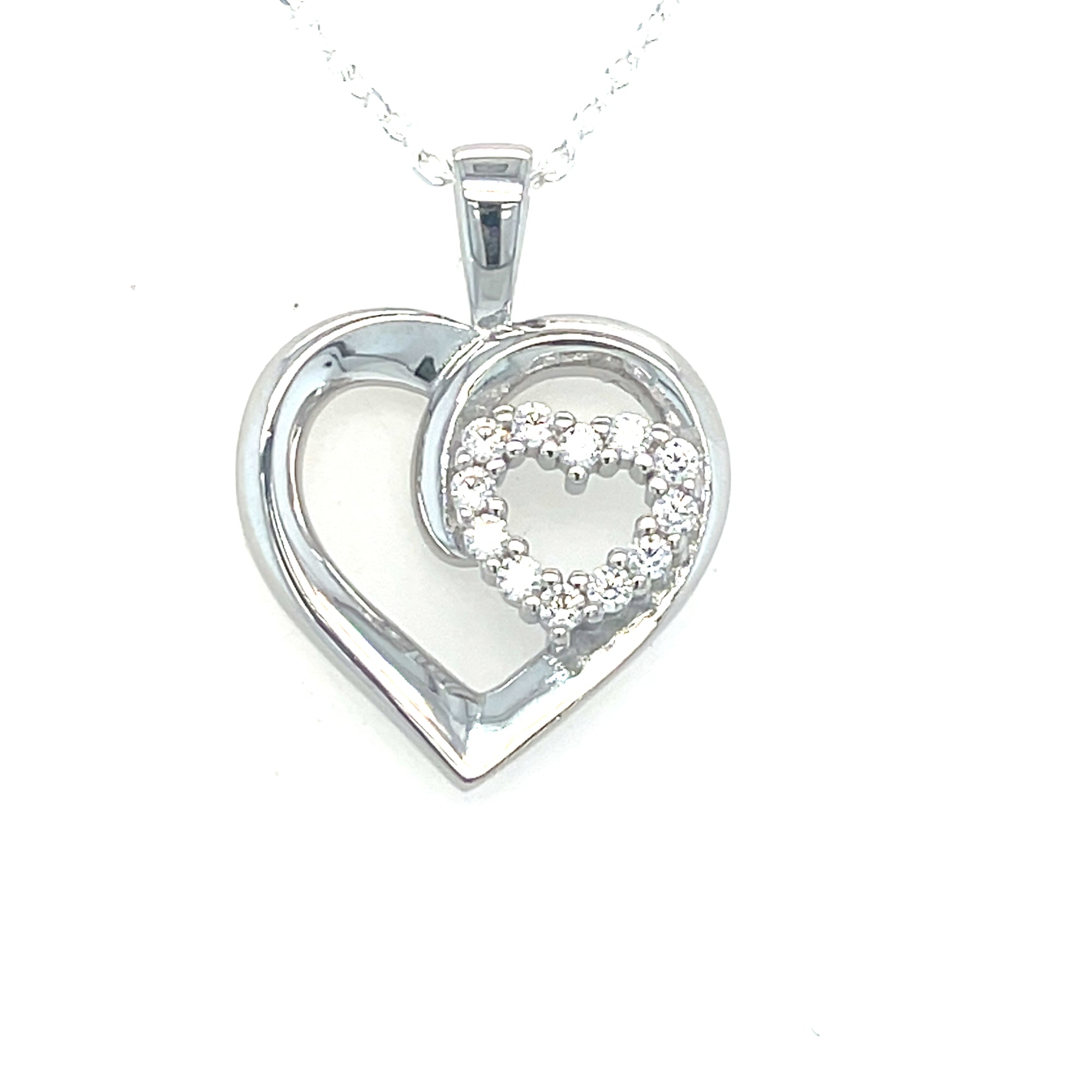 Sterling silver double heart pendant